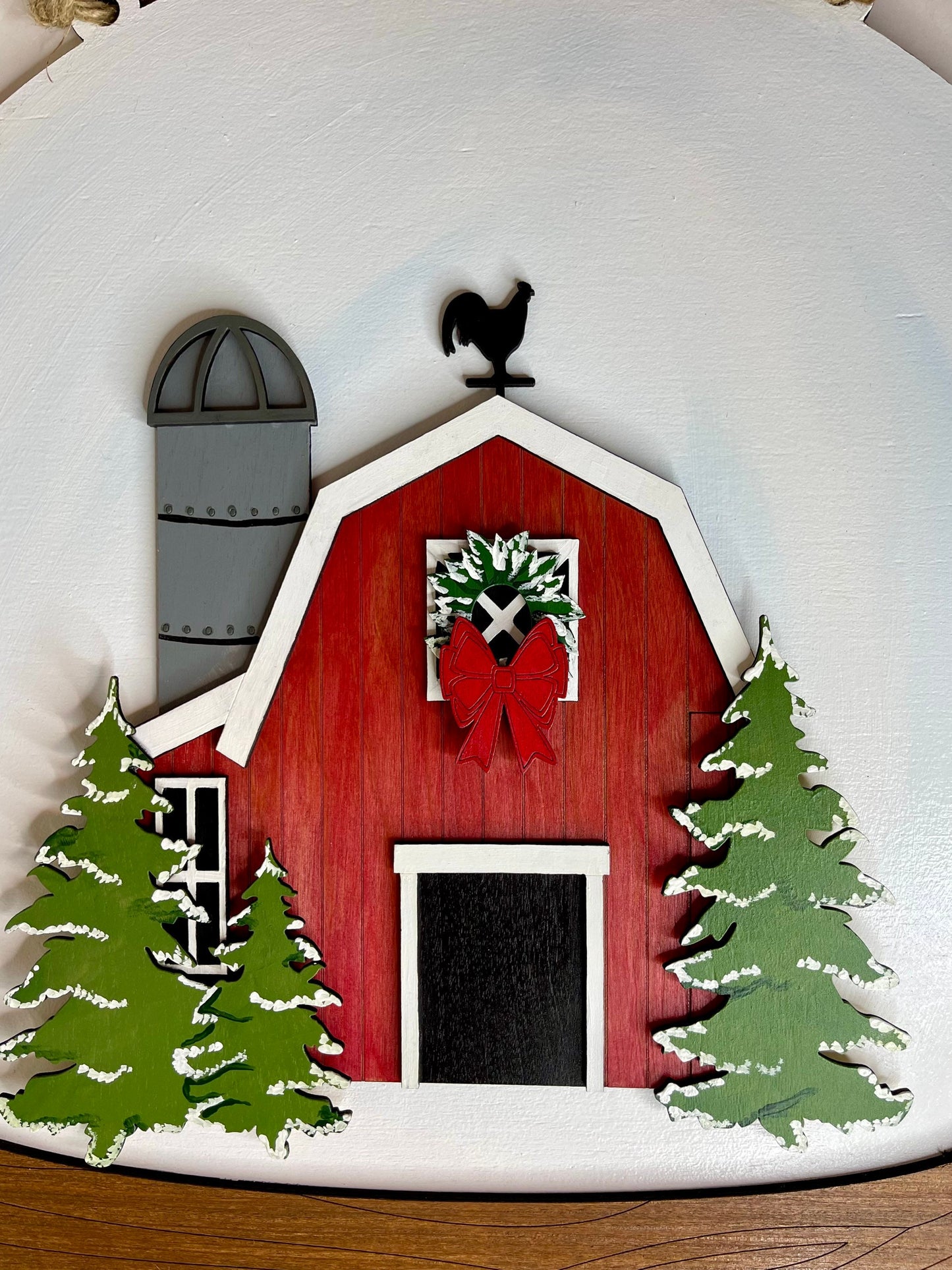 Snow Globe Barn Christmas Door Hanger - Christmas Door Hanger