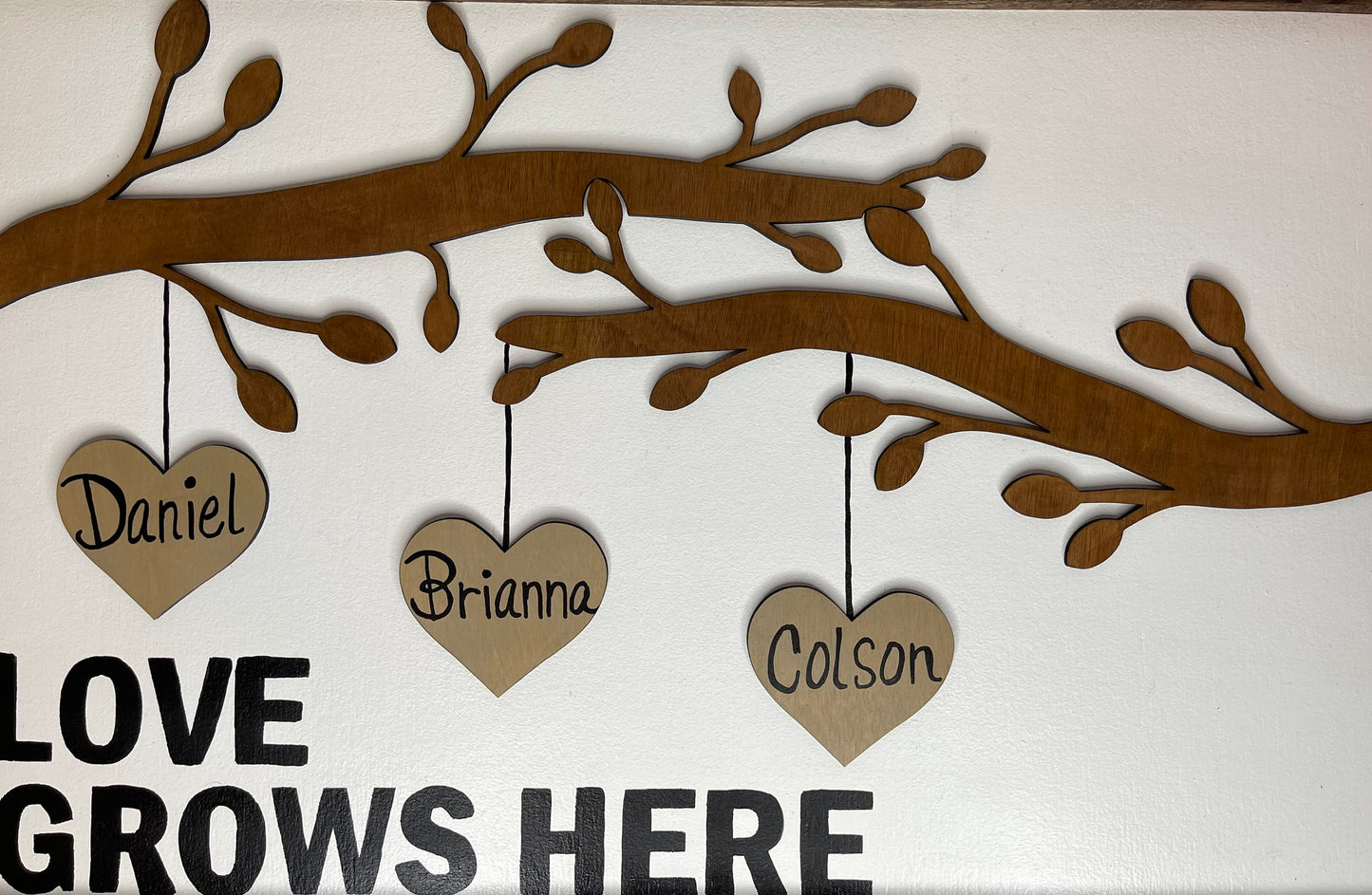 Love Grows Here - Family Tree Sign - Home Decor - Wood Framed Sign - Family Name Sign - Personalized Decor