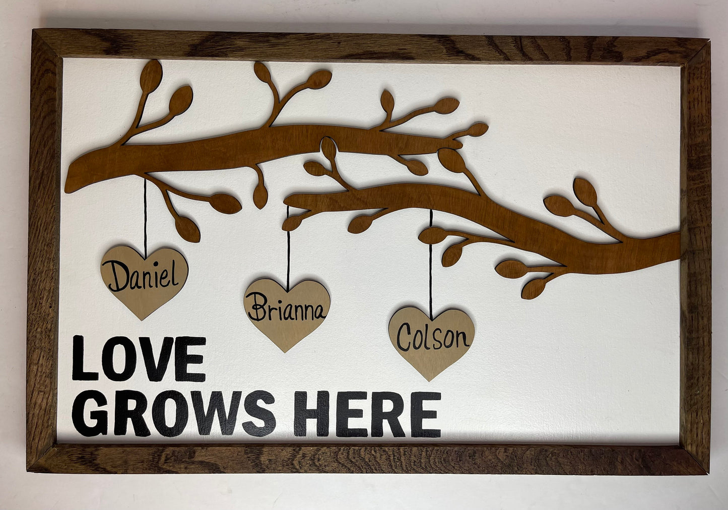 Love Grows Here - Family Tree Sign - Home Decor - Wood Framed Sign - Family Name Sign - Personalized Decor