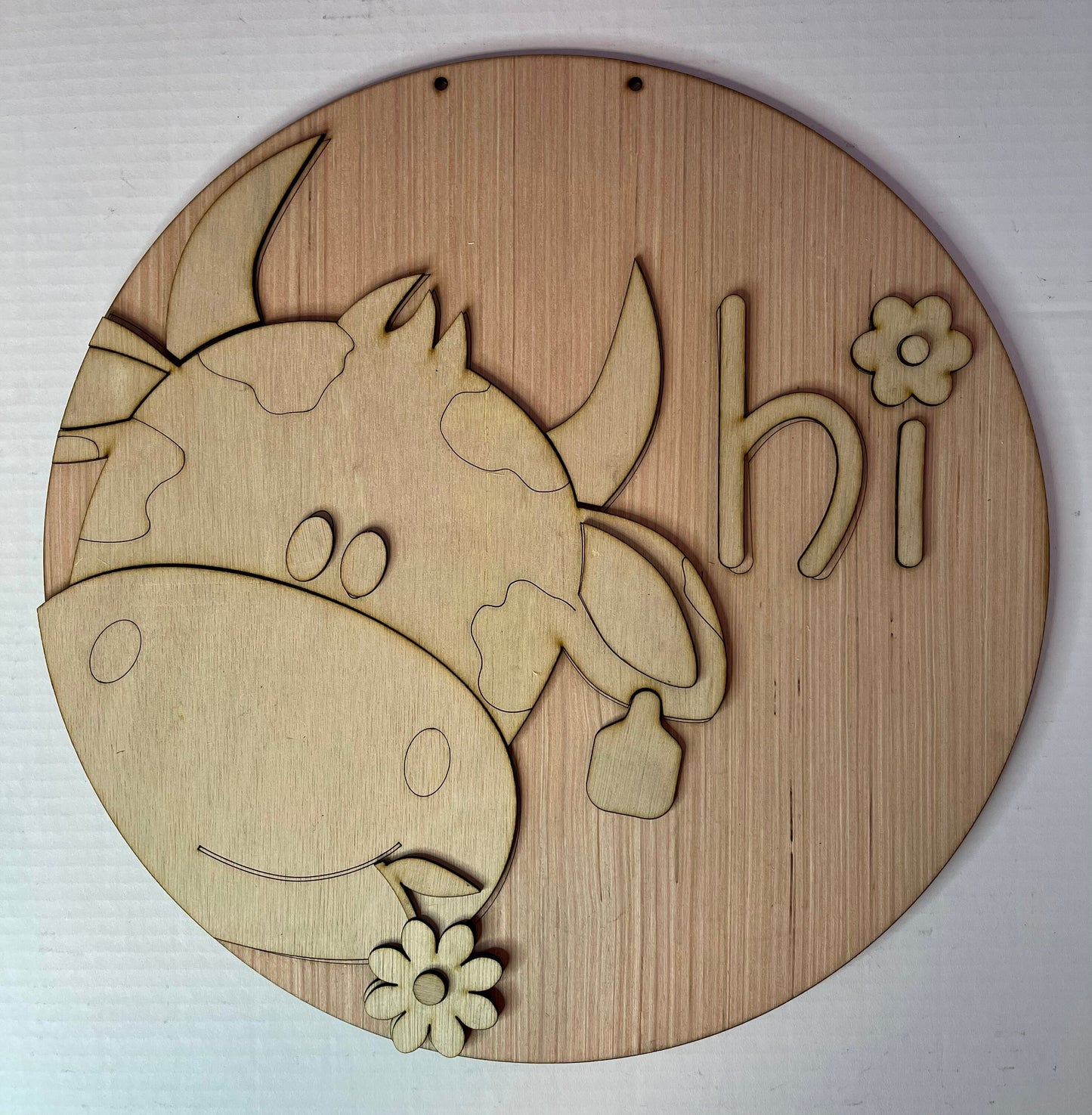 Cow Hi Door Hanger Blank - Spring Sign - Unfinished - DIY Craft- Craft Supply - Year Round
