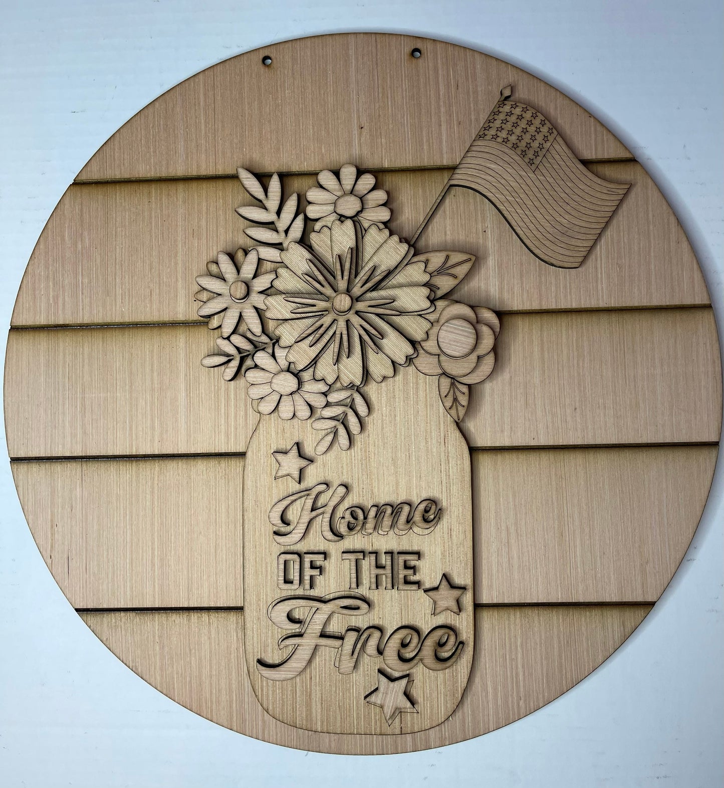 Fourth of July Mason Jar Blank Door Hanger - Patriotic door hanger - Blank Wood Door Hanger - DIY Craft Supply