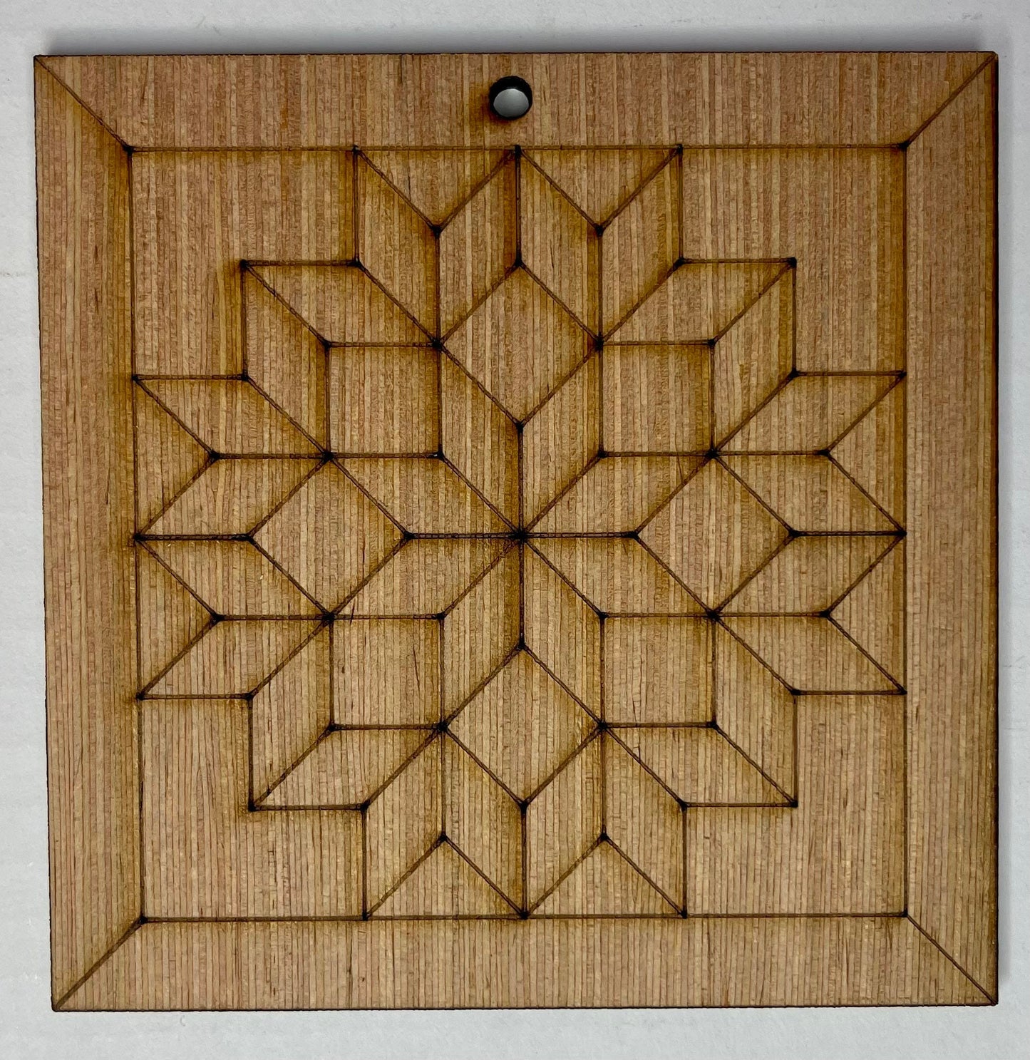 Barn Quilt Kaleidscope Design Unfinished Christmas Ornament