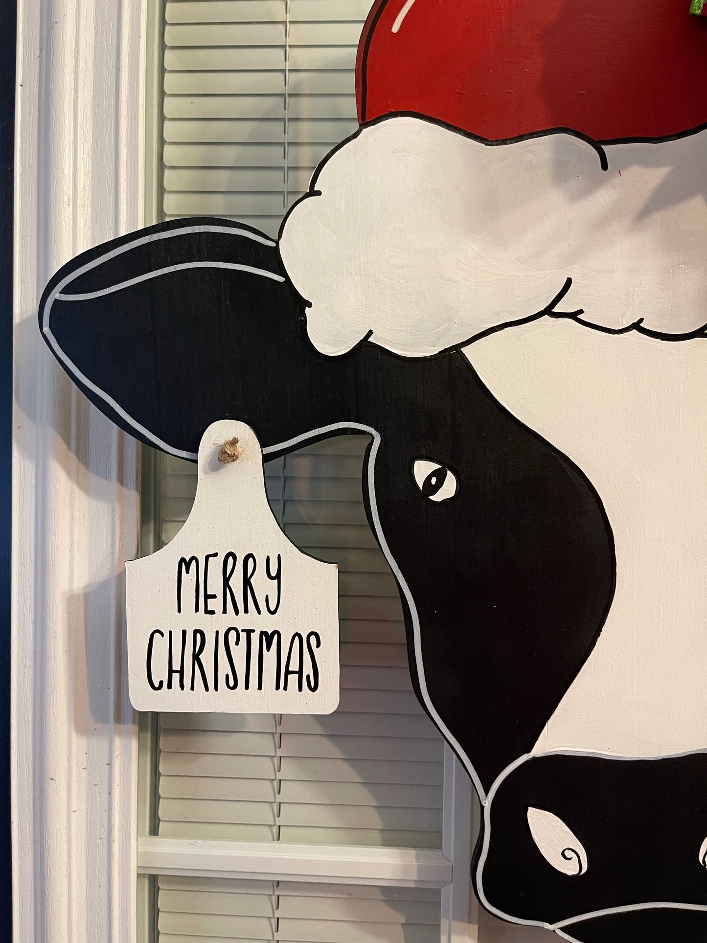 Merry Christmas Cow Head Door Hanger