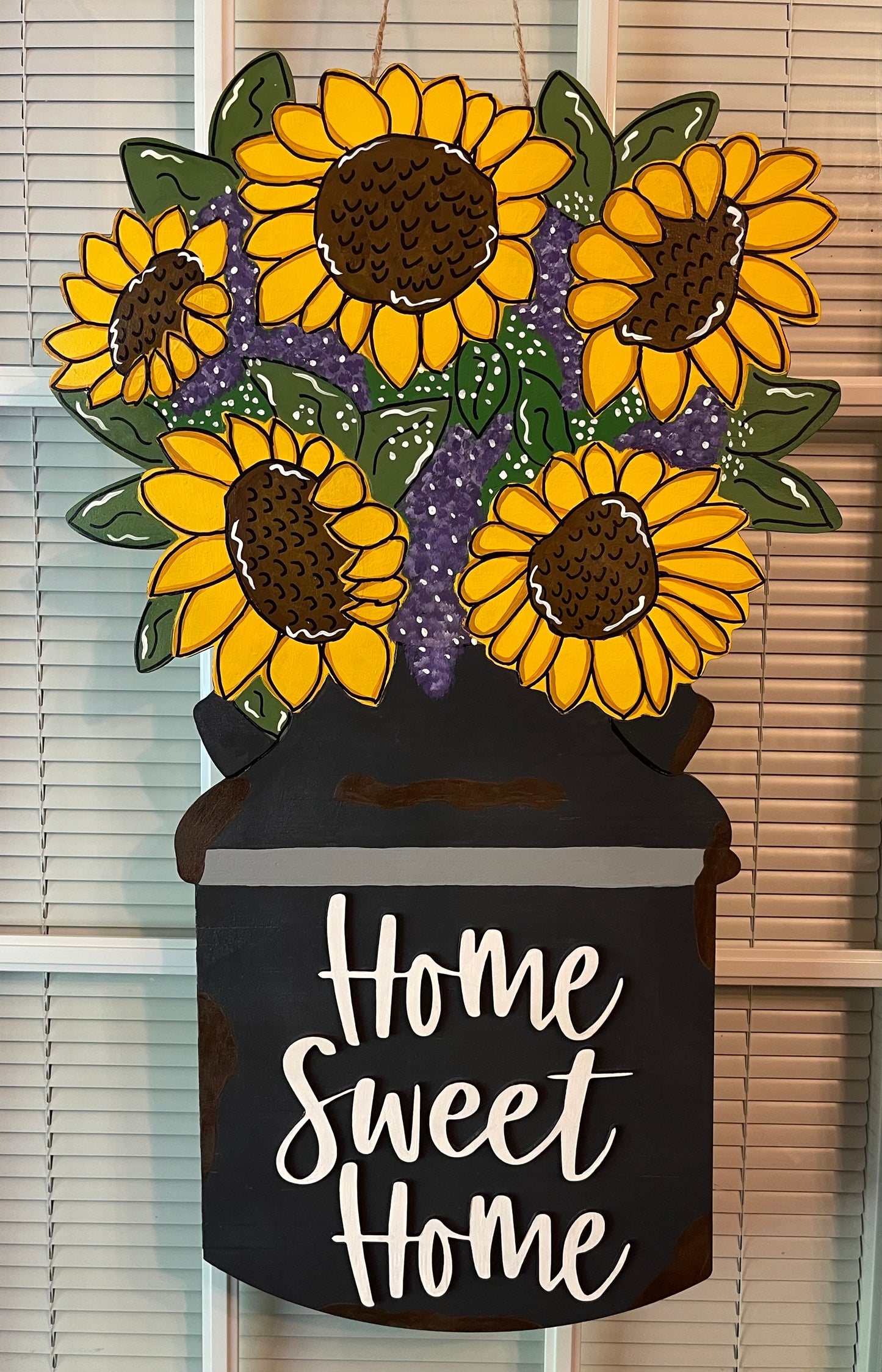 Sunflower Milk Can Wood Door Hanger