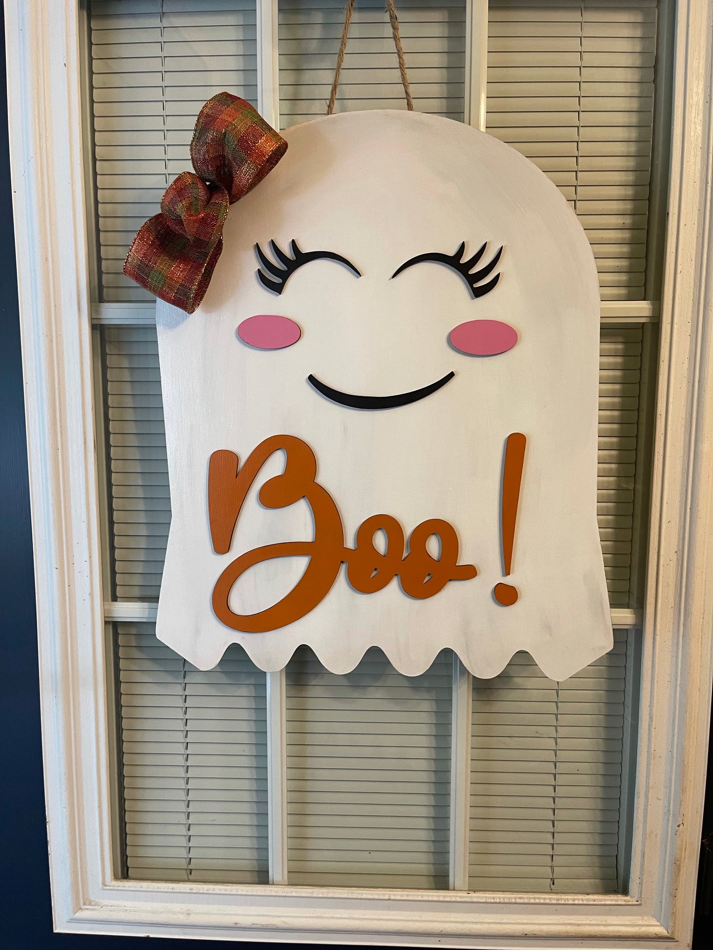 Ghost Halloween Wood Door Hanger