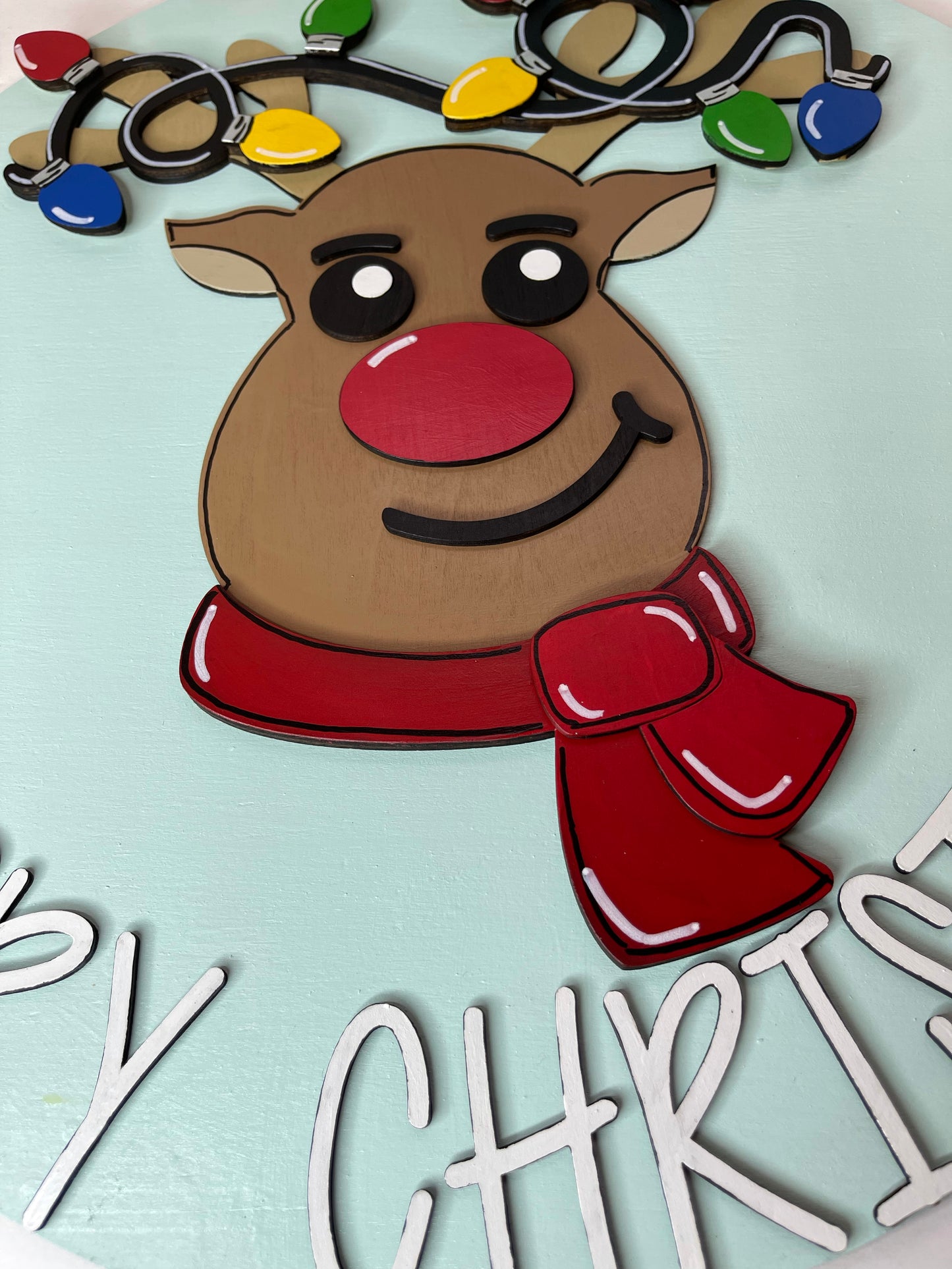 Merry Christmas Reindeer Door Hanger