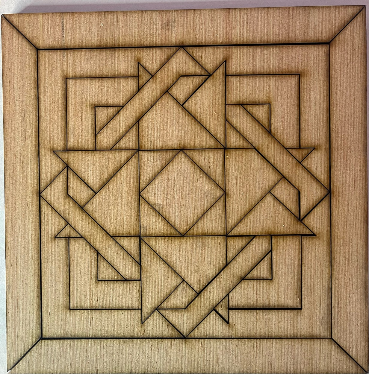 Linked Star Wood Barn Quilt Block Unfinished