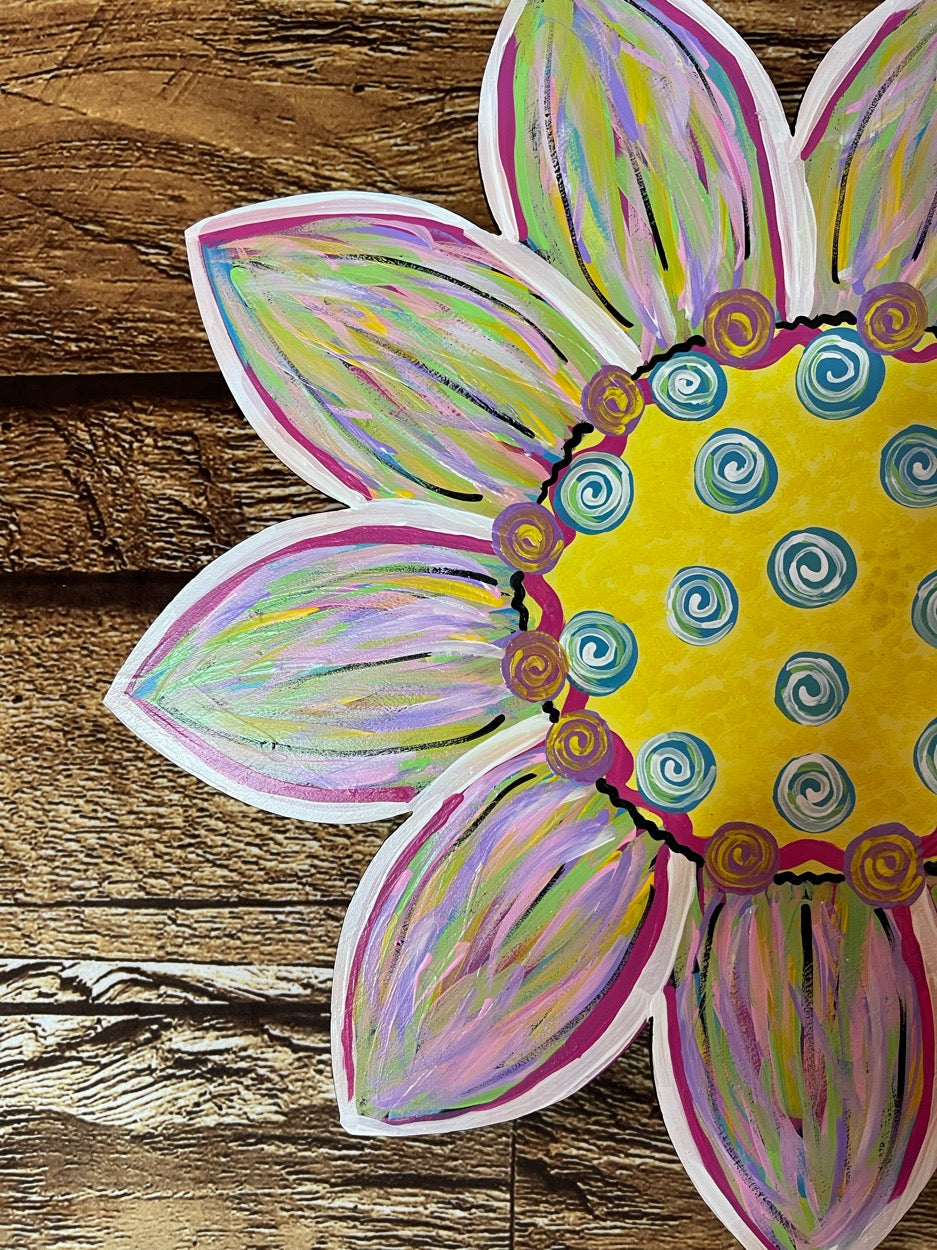 Colorful Sunflower Door Hanger