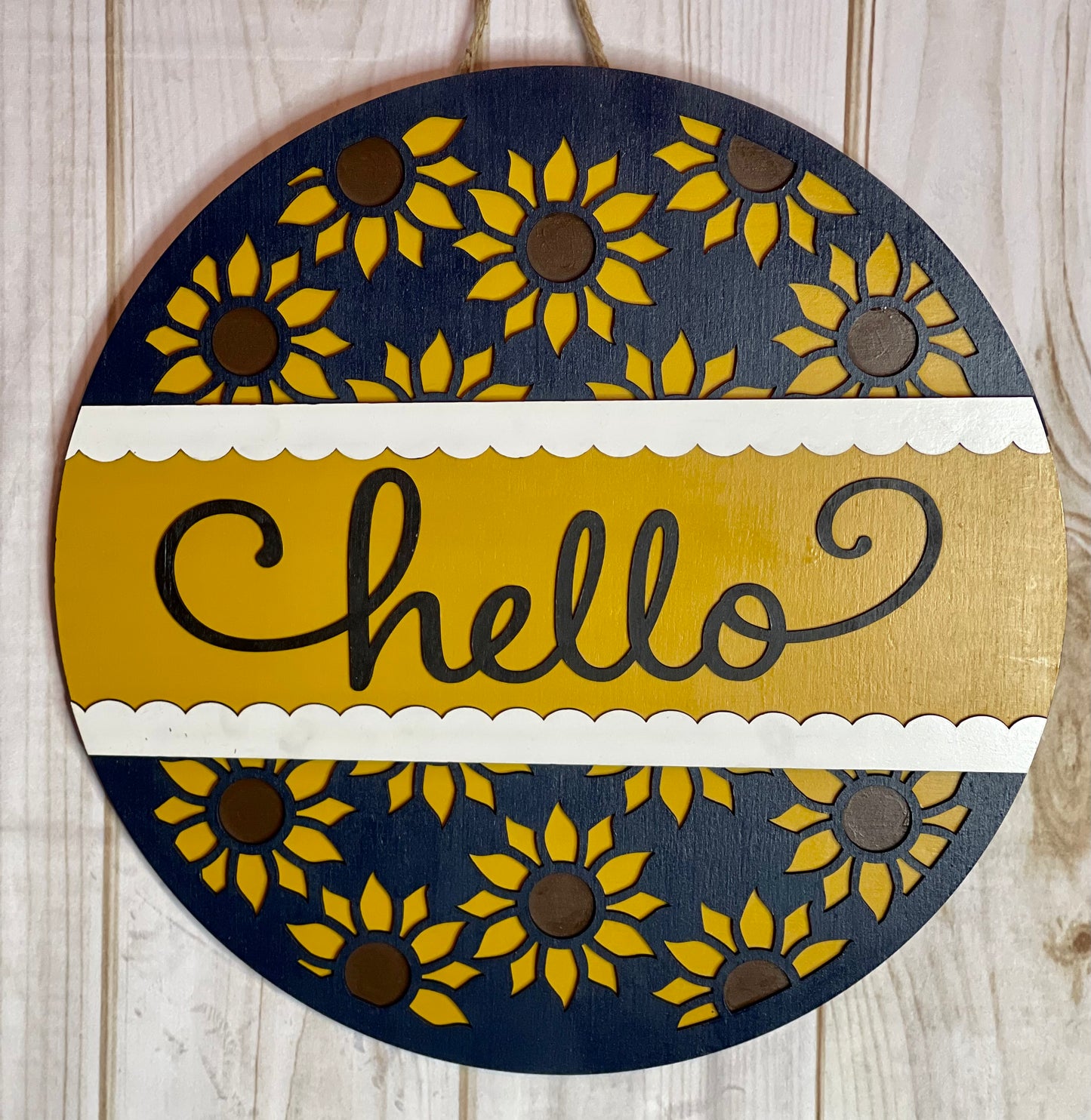 Sunflower Hello Fall Door Hanger
