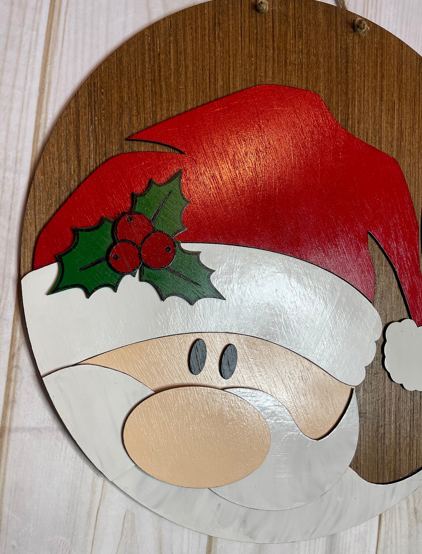 Santa Hi Wood Christmas Door Hanger
