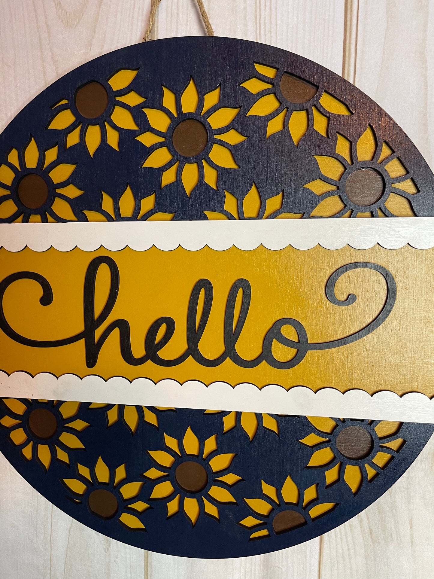Sunflower Hello Fall Door Hanger