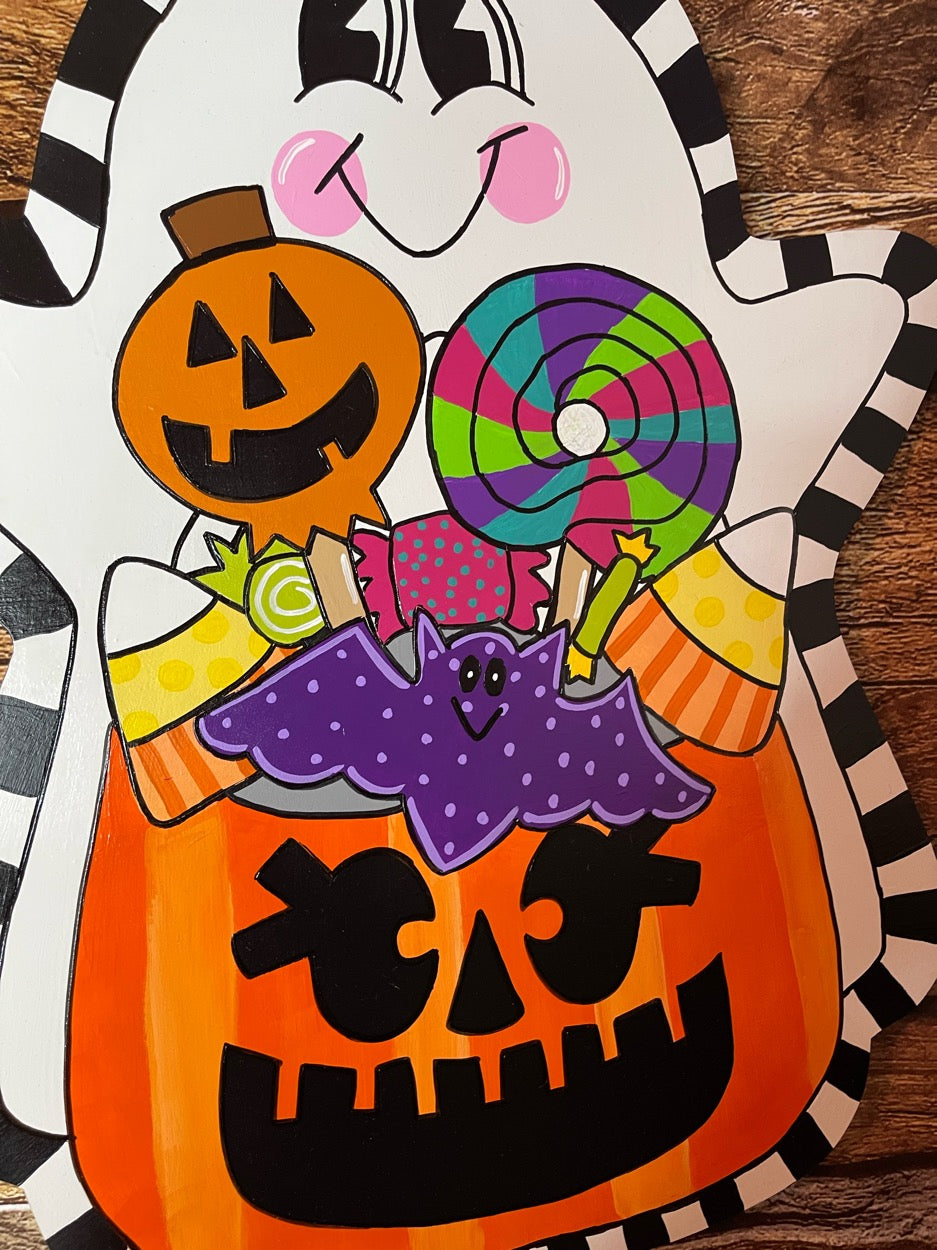 Trick or Treat Ghost Halloween Door Hanger