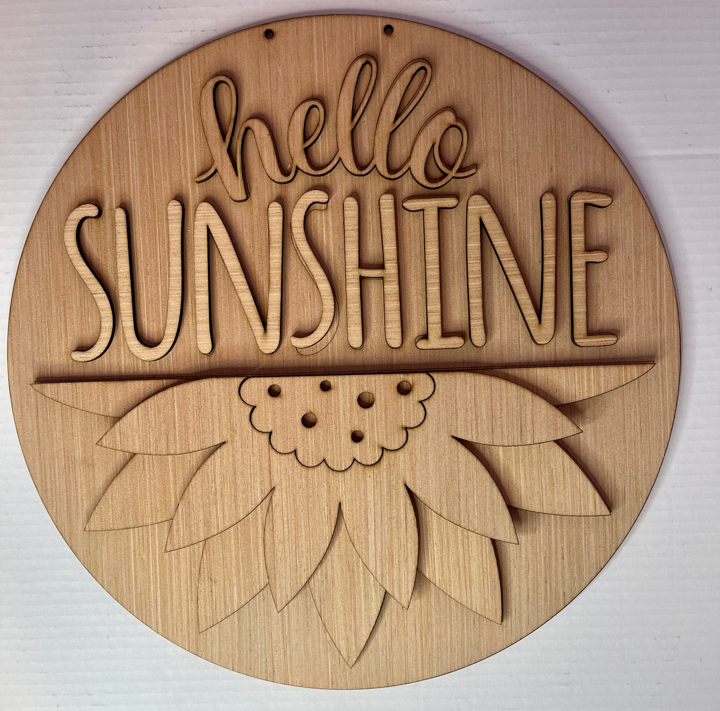 Hello Sunshine Sunflower Wood Door Hanger Blank