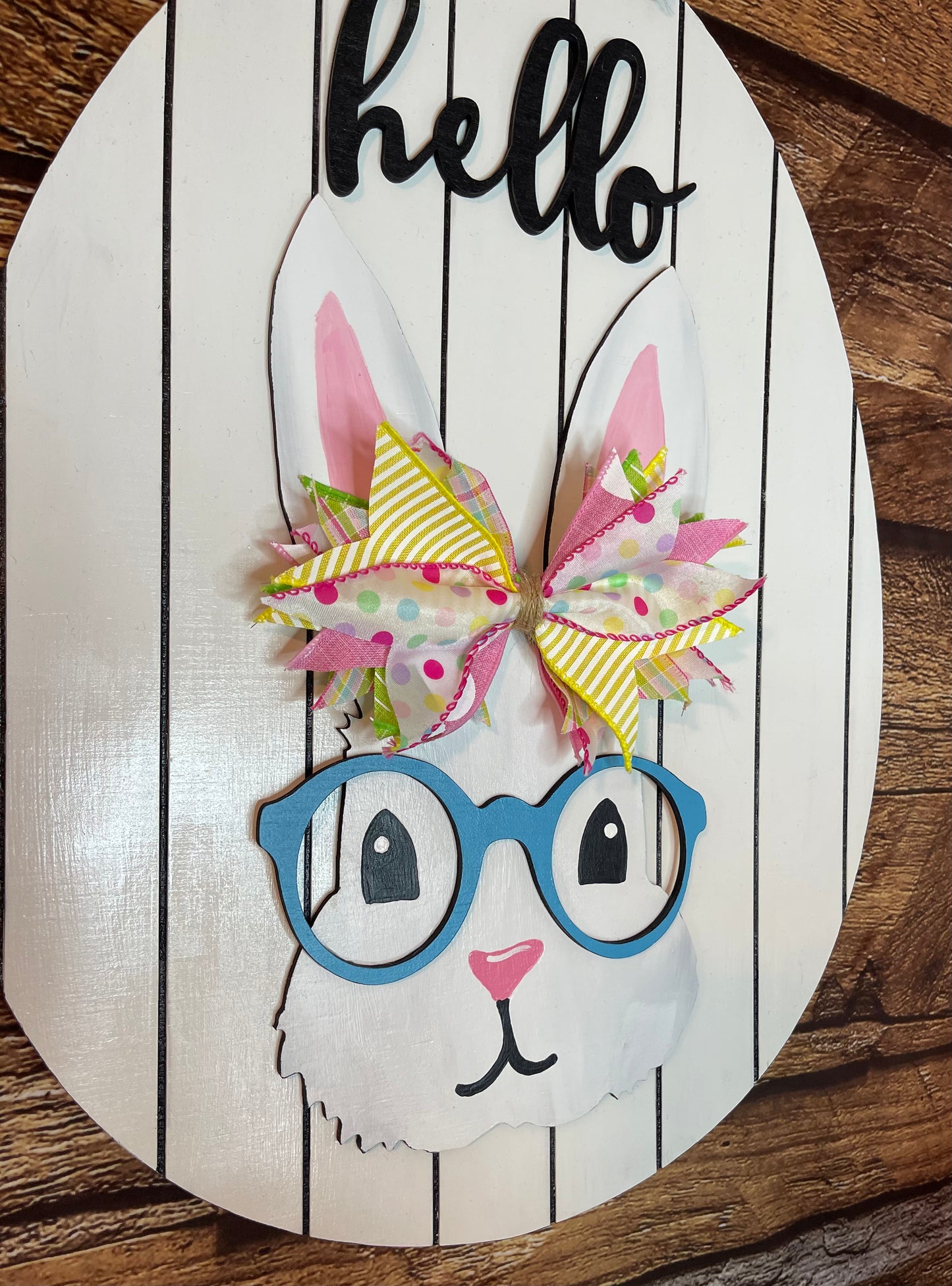 Easter Bunny with Glasses Door Hanger