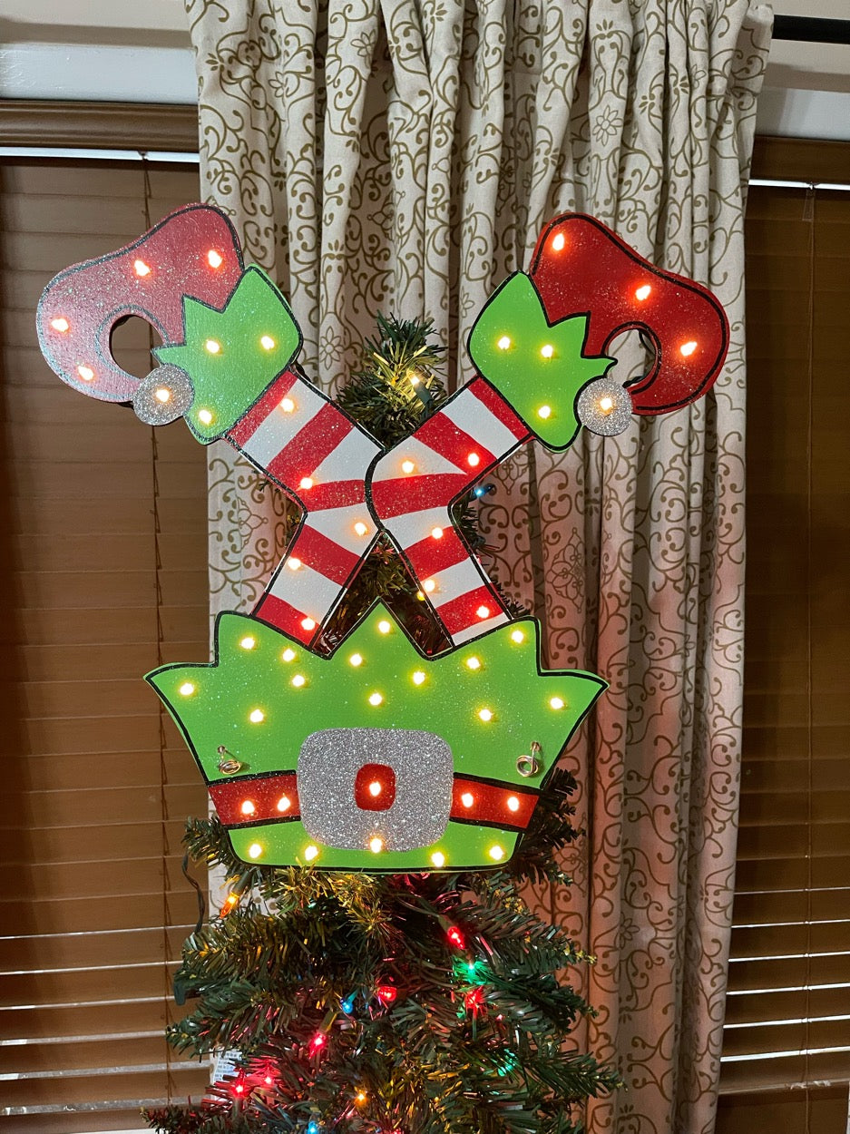 Elf Legs Lighted Christmas Tree Topper