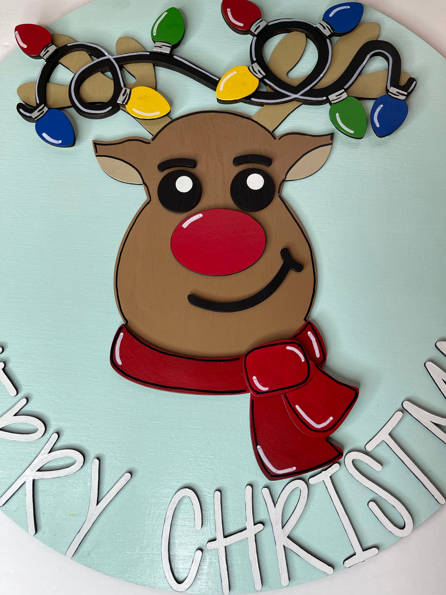 Merry Christmas Reindeer Door Hanger