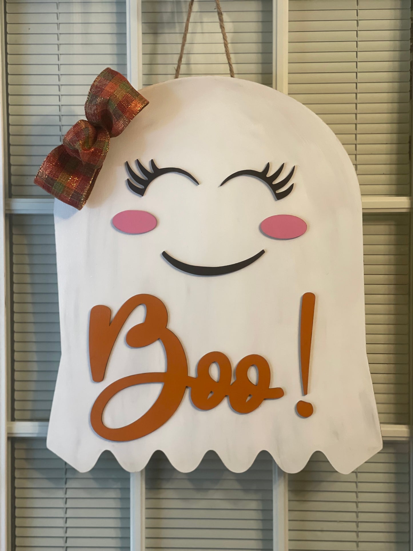 Ghost Halloween Wood Door Hanger