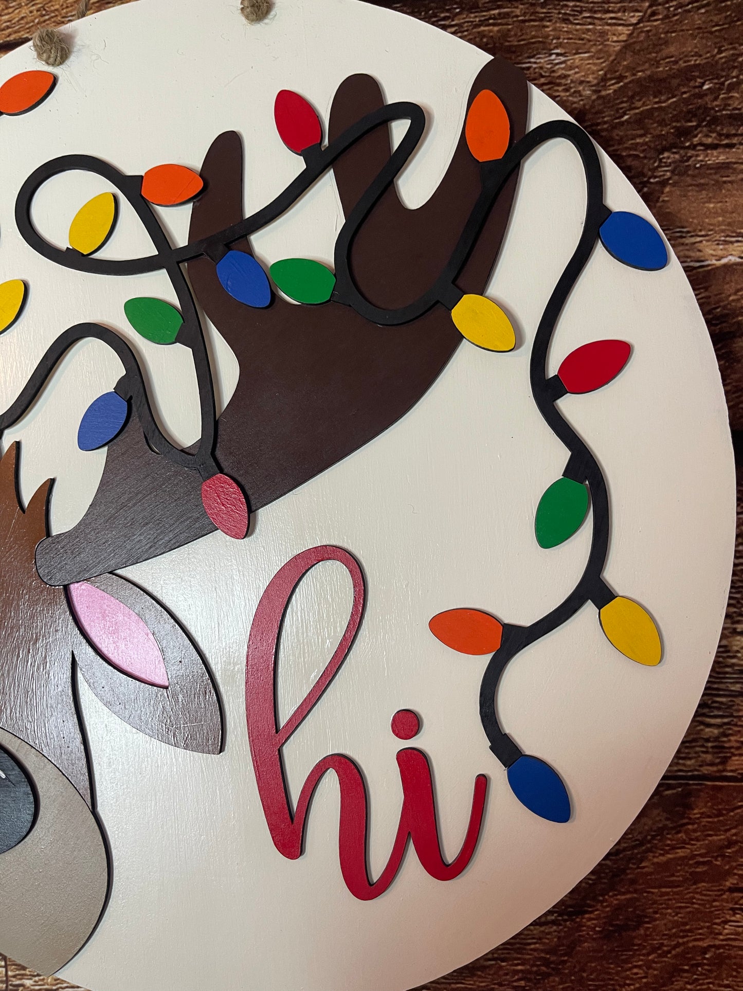 Reindeer Christmas Wood Door Hanger