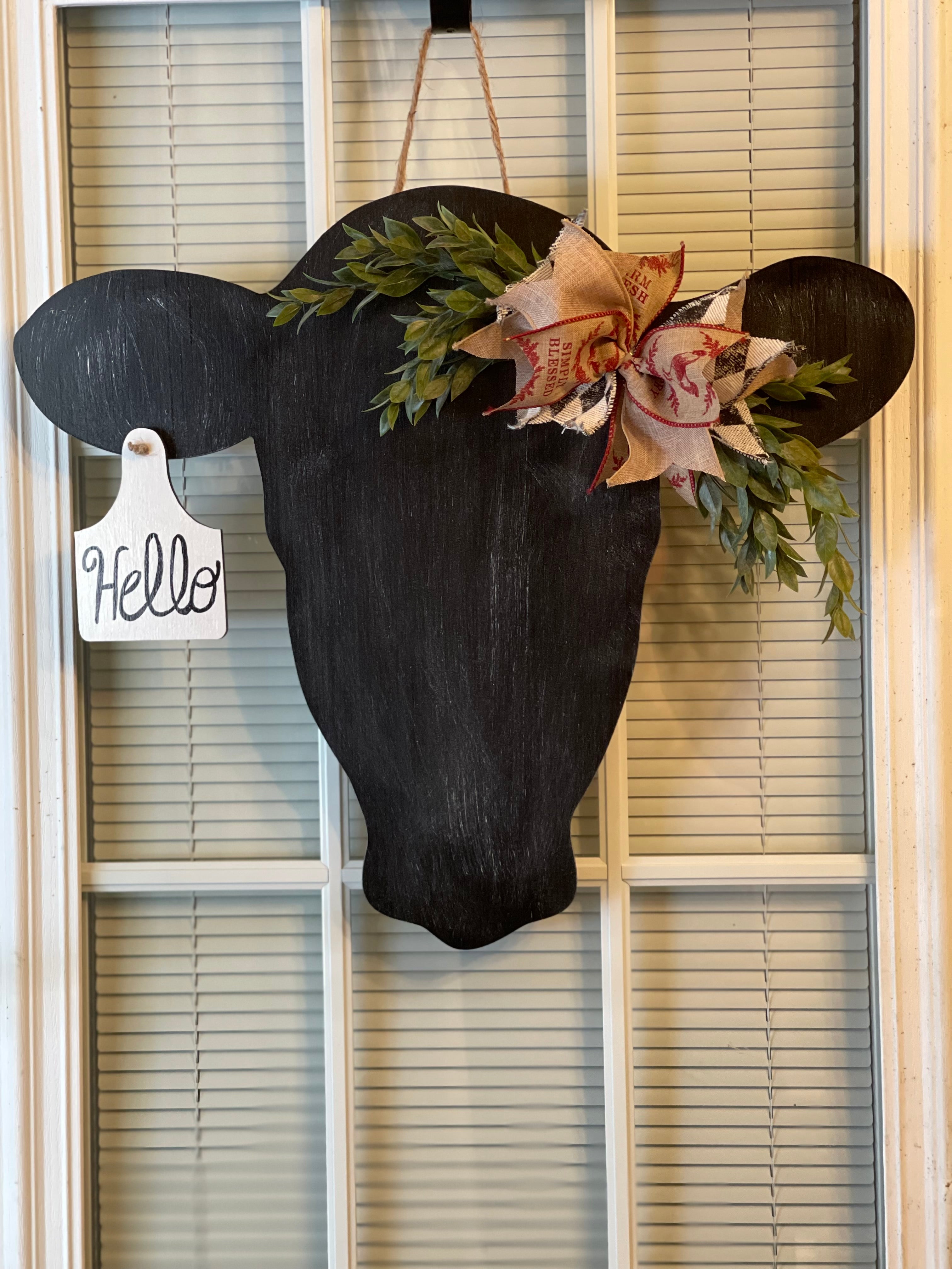 Farmhouse Cow Sign on sale Door Hanger- Country Welcome Sign