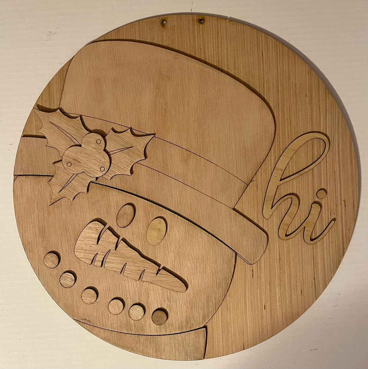 Snowman Hi Wood Round Blank