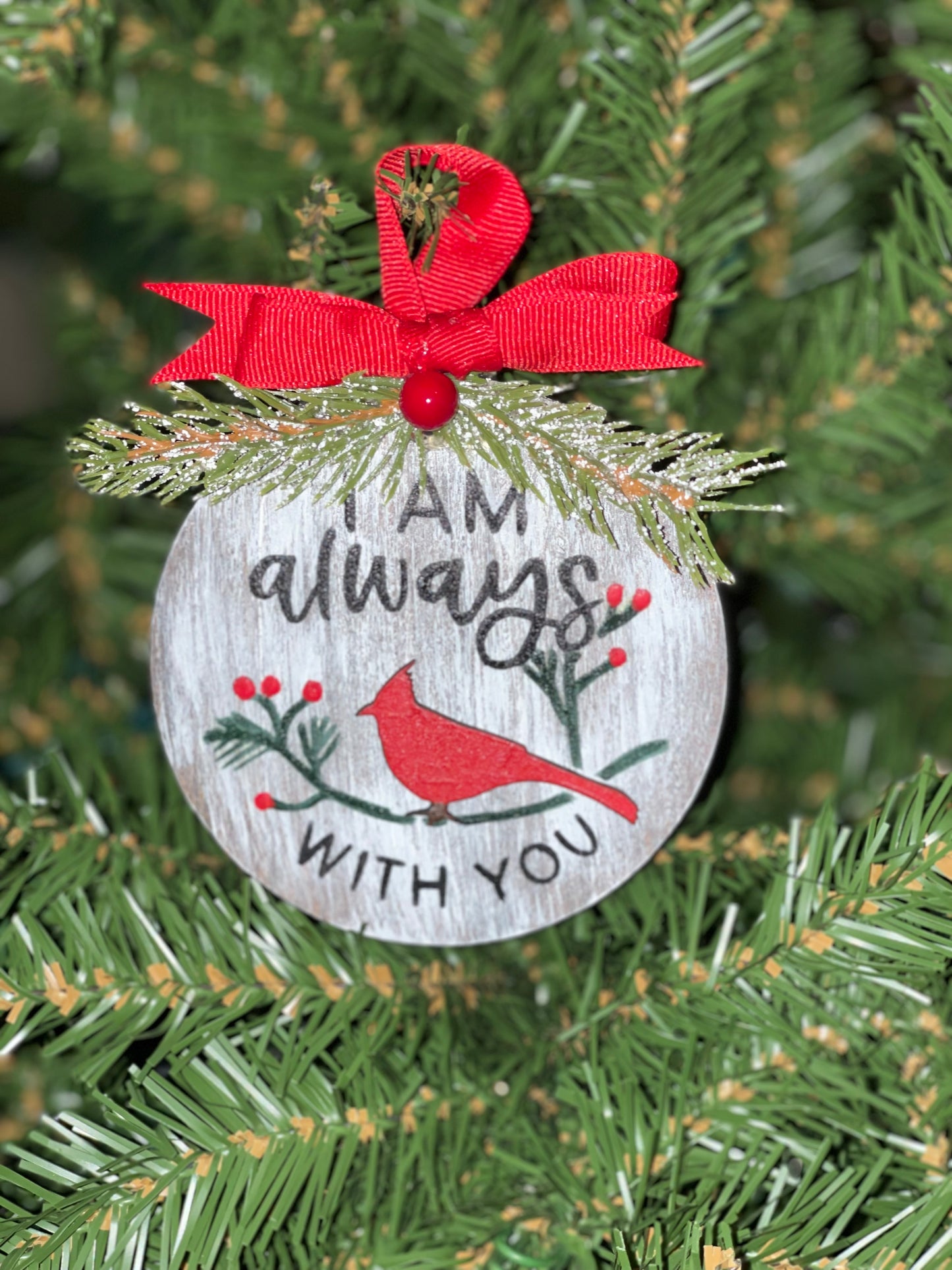 Cardinal Red Bird Memory Christmas Ornament