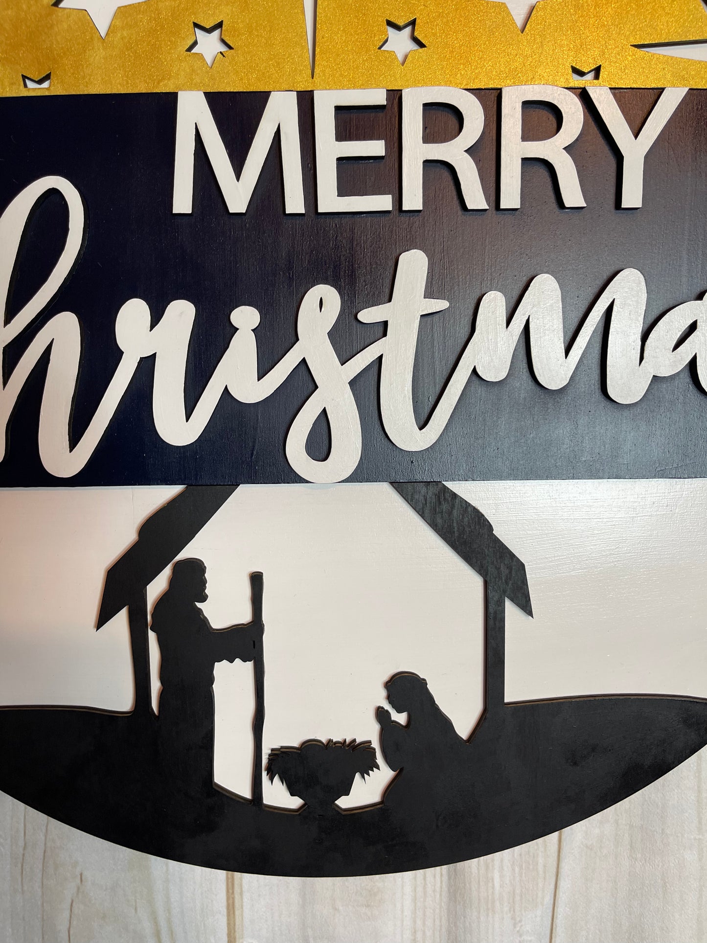 Nativity Merry Christmas Door Hanger