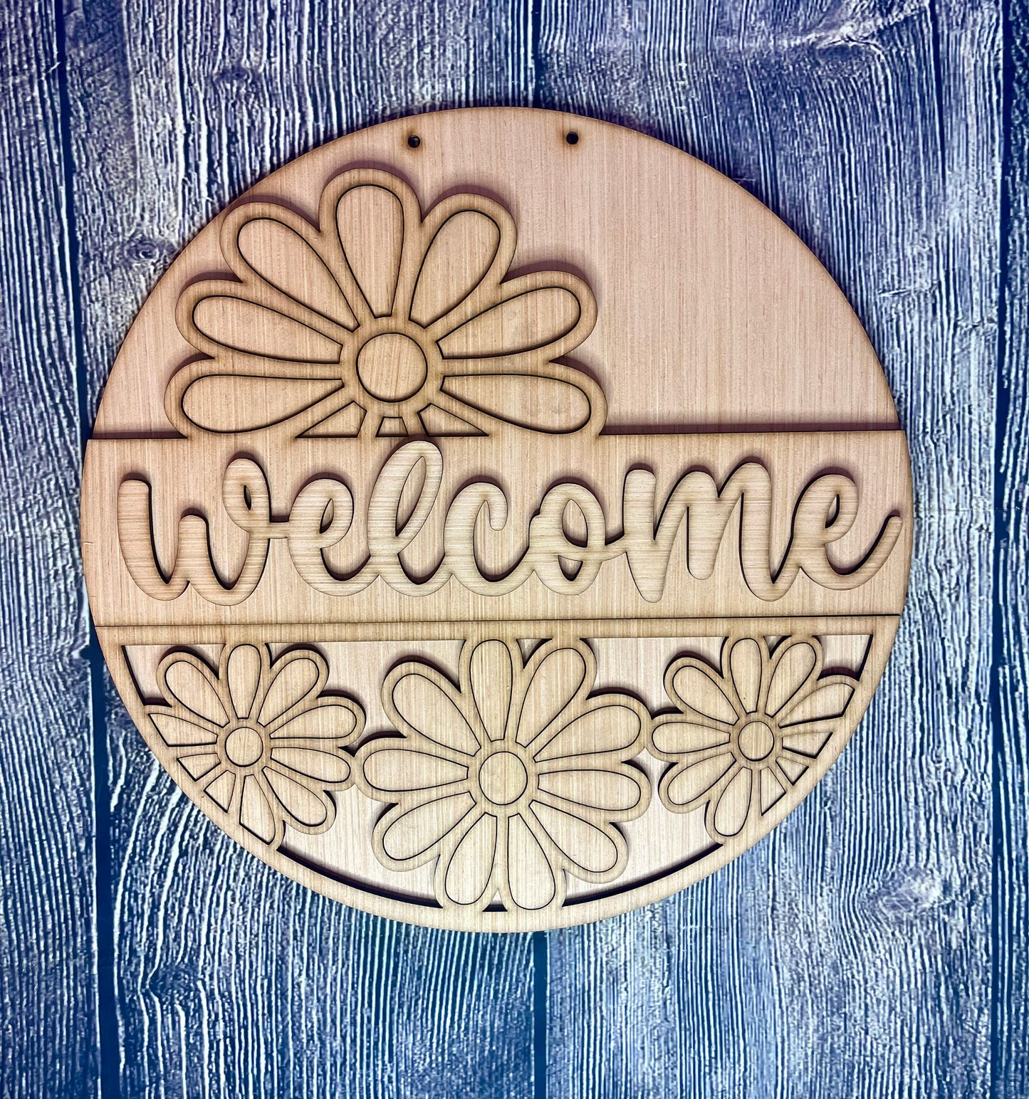 Daisy Welcome Wood Door Hanger Blank