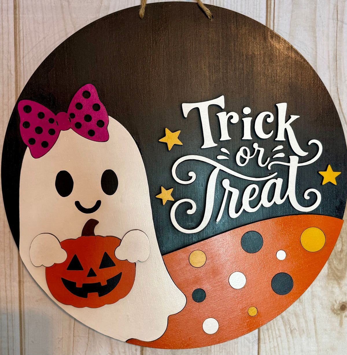 Ghost Trick or Treat Halloween Door Hanger
