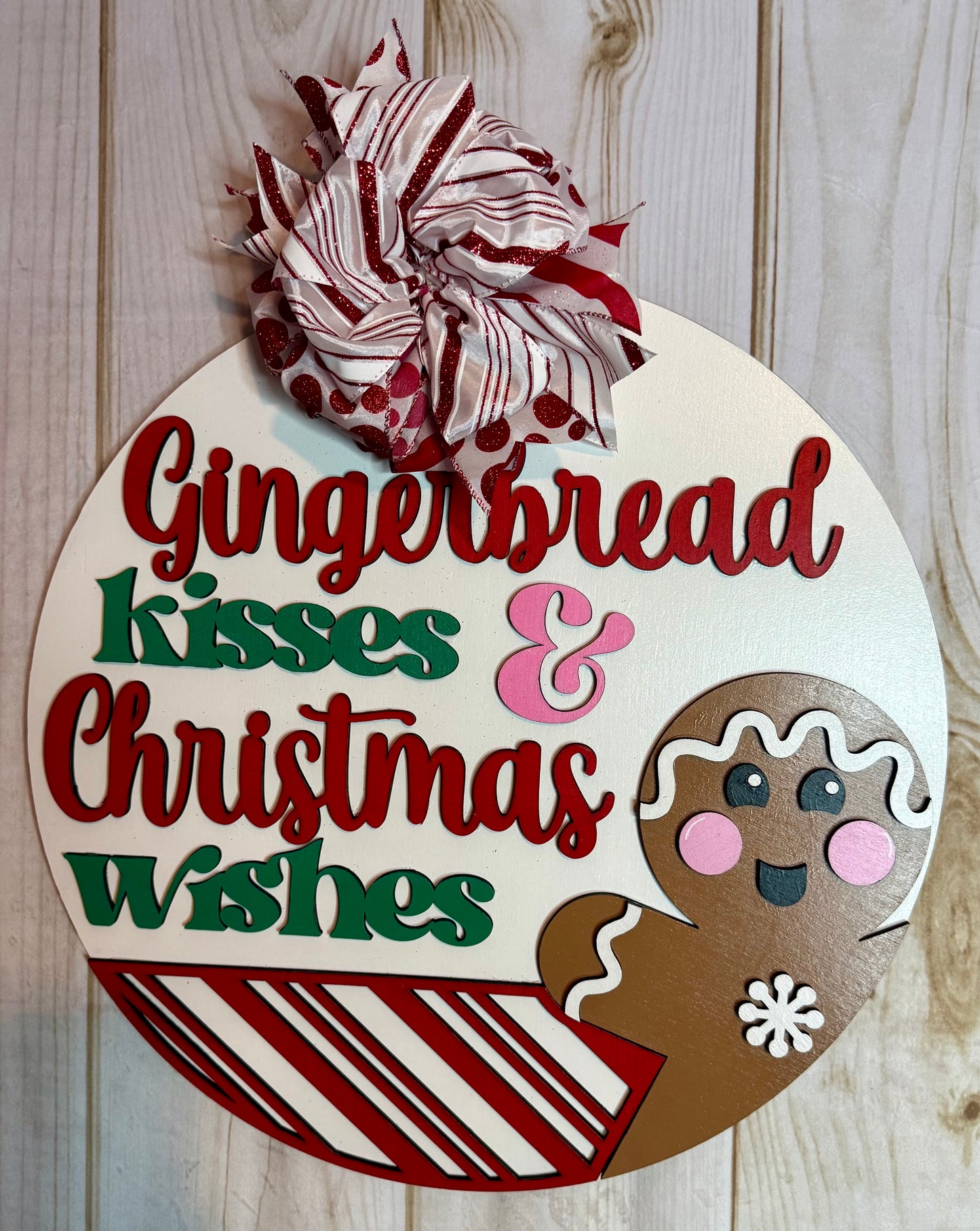 Gingerbread Kisses Wood Door Hanger