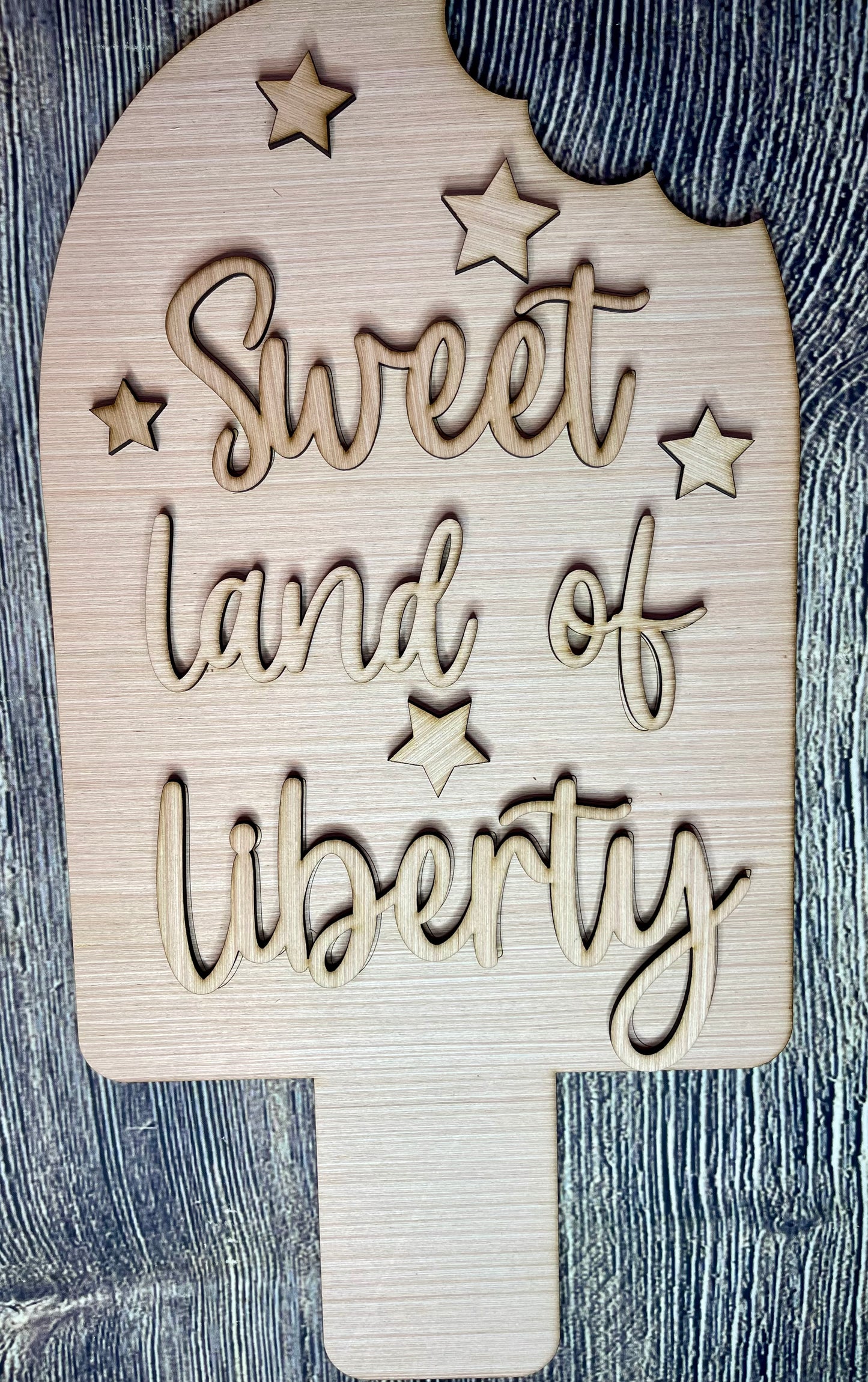 Sweet Land of Liberty Popsicle Patriotic Wood Door Hanger Blank