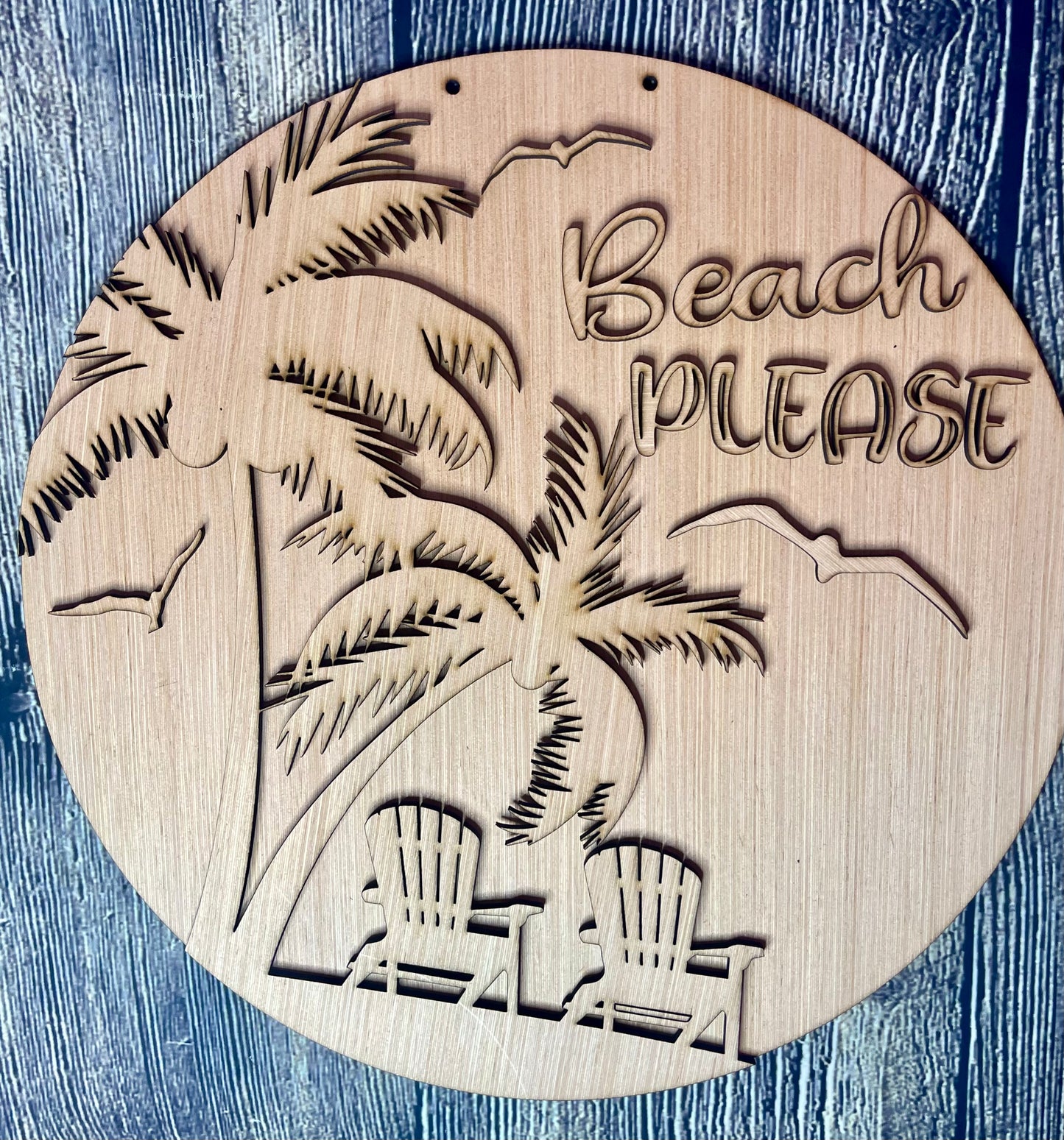 Beach Please Summer Wood Door Hanger Blank