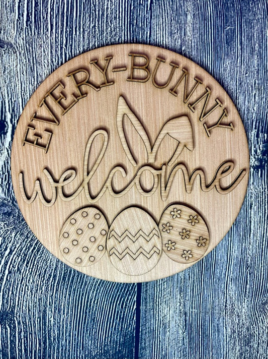 Every Bunny Welcome Easter Door Hanger Blank
