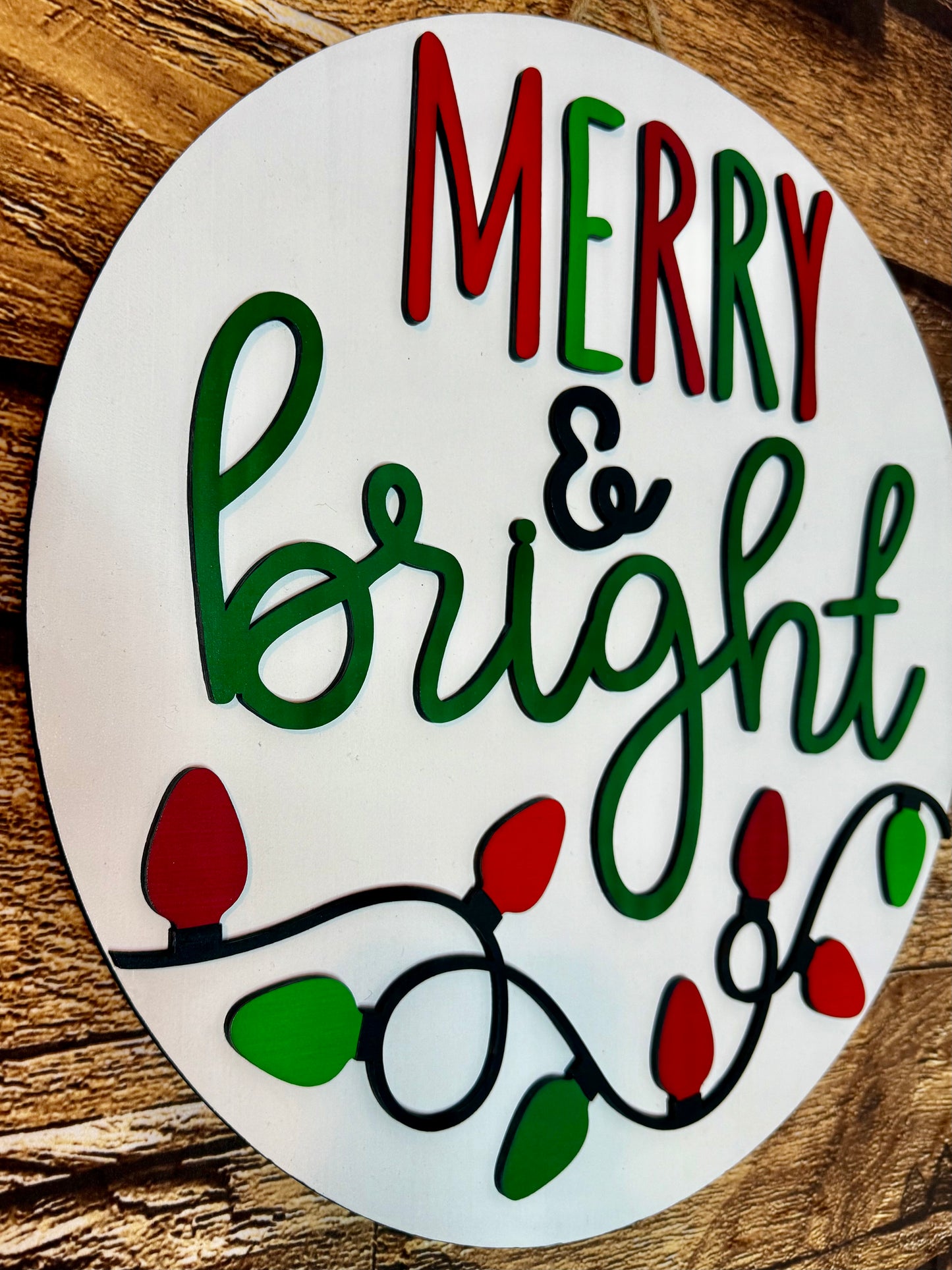 Merry and Bright Christmas Door Hanger