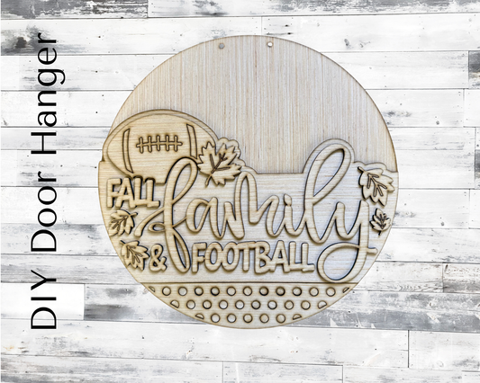 Family Fun Football Fall Wood Door Hanger Blank