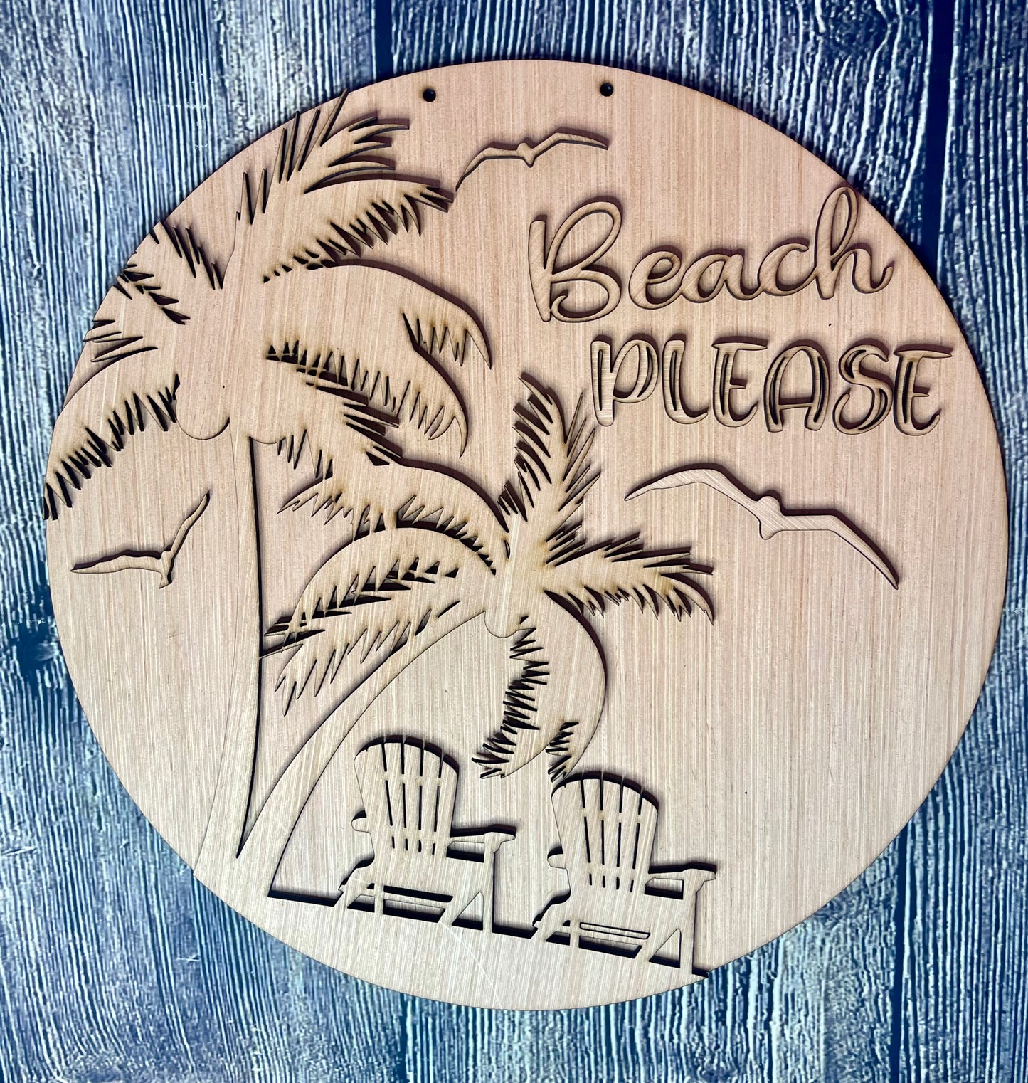 Beach Please Summer Wood Door Hanger Blank