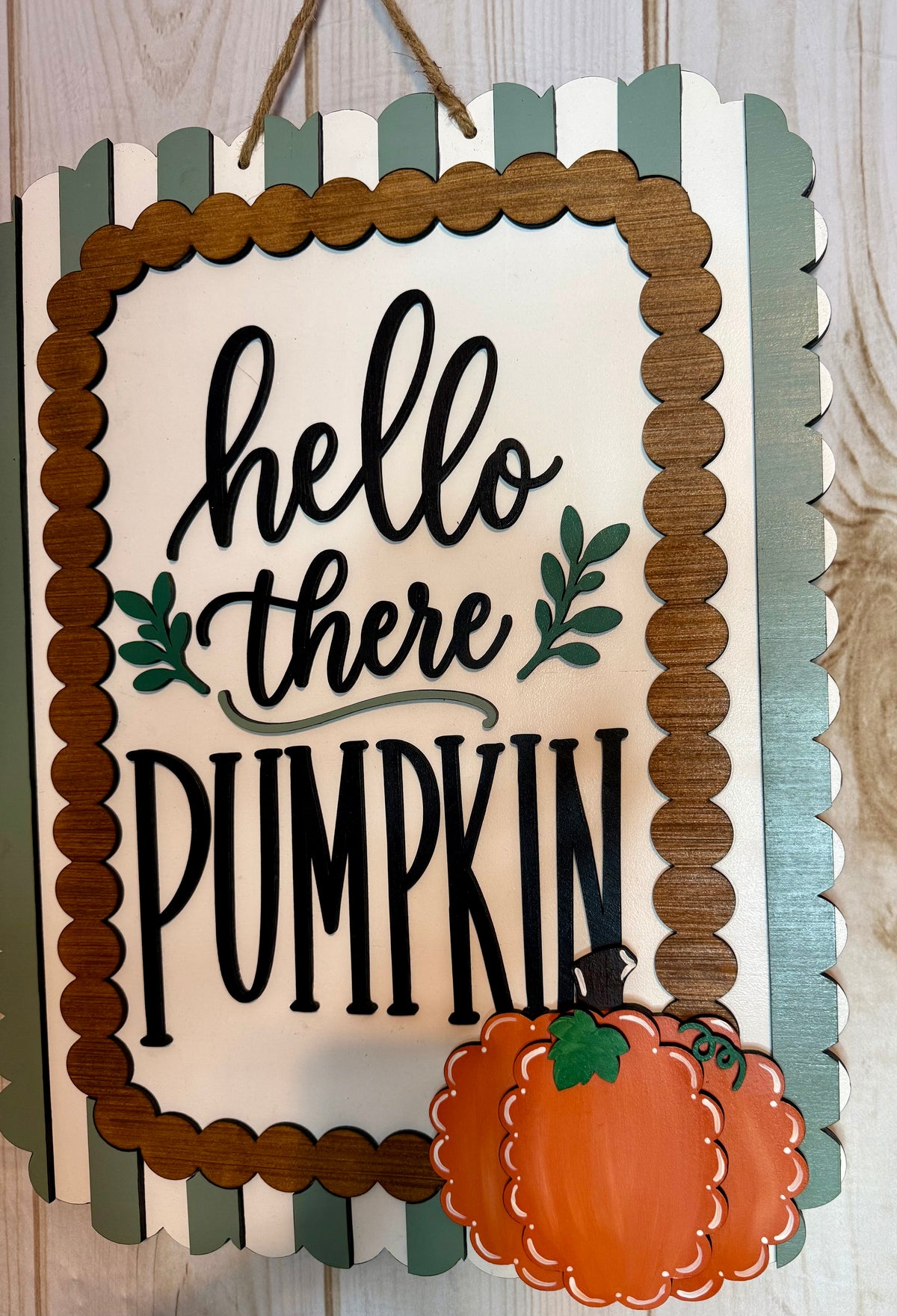 Hello There Pumpkin Fall Wood Door Hanger