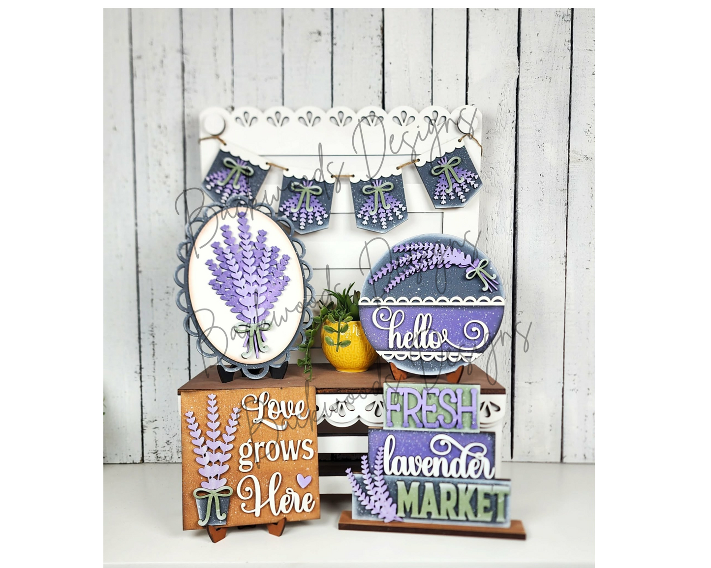 DIY Lavender Tiered Tray Decor