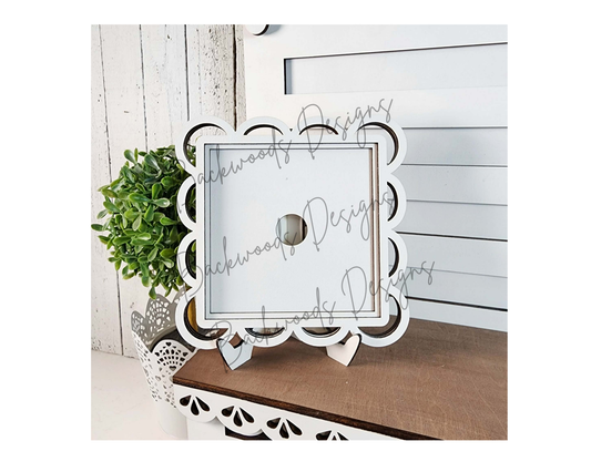 DIY Interchangeable Scallop Lace Frame Sign Holder