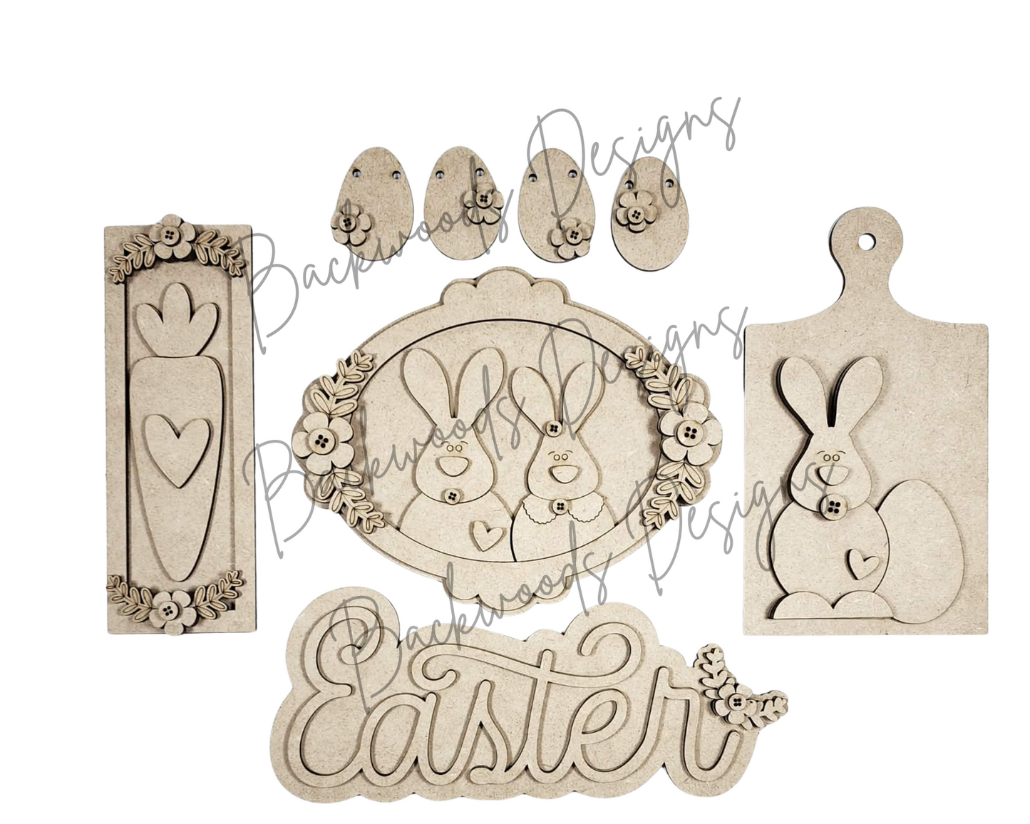 Primitive Bunny Couple Easter  DIY Tiered Tray Decor