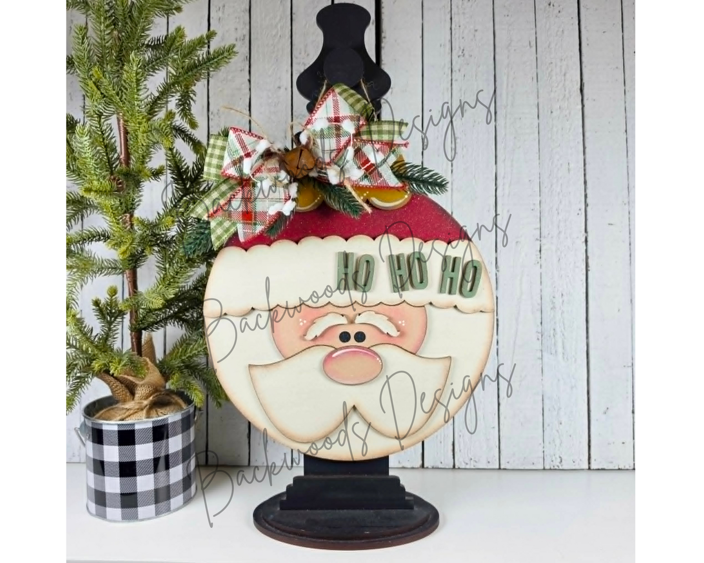 Santa Bulb Christmas Wood Door Hanger Blank