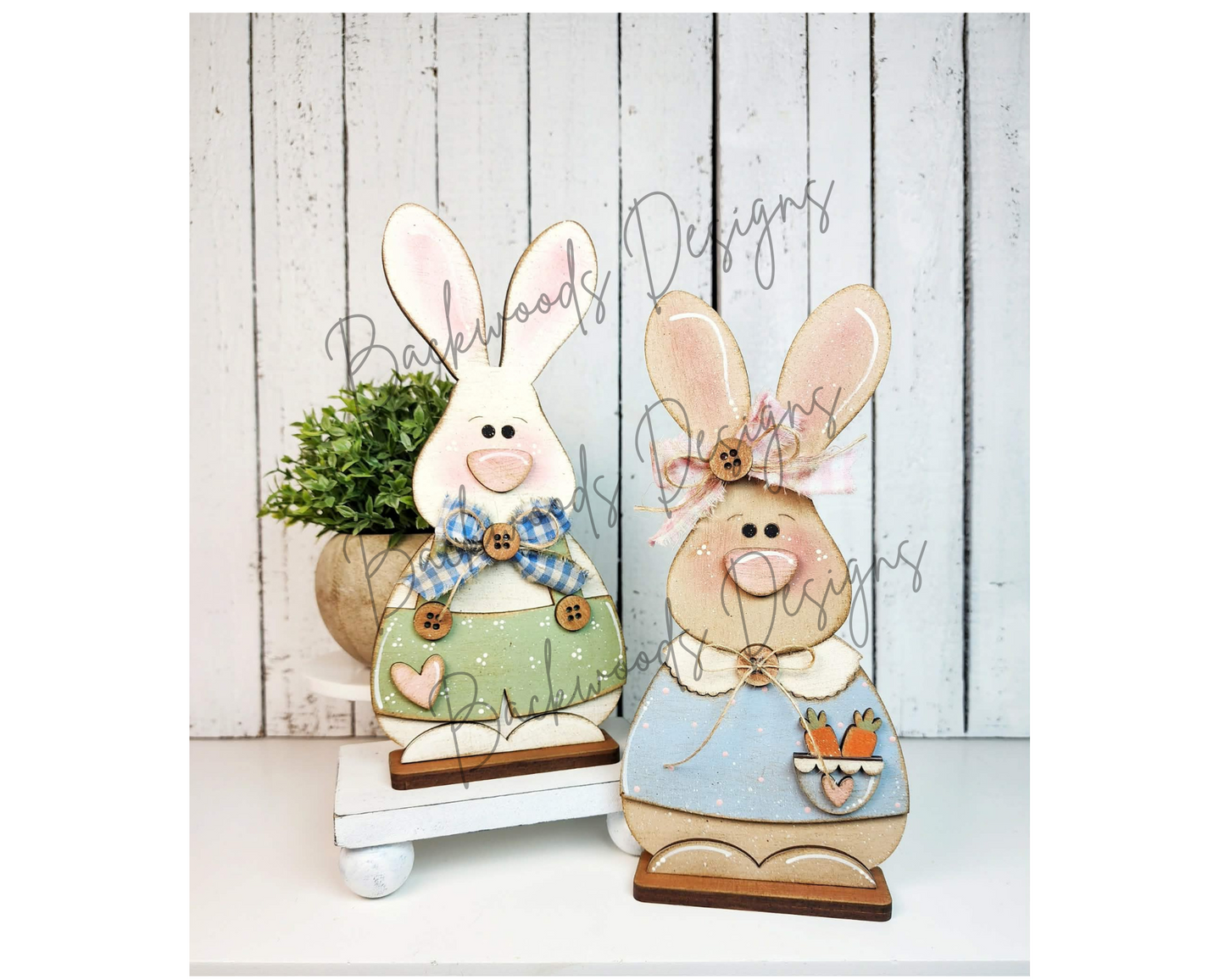 Primitive Easter Bunny Couple DIY Shelf Sitter