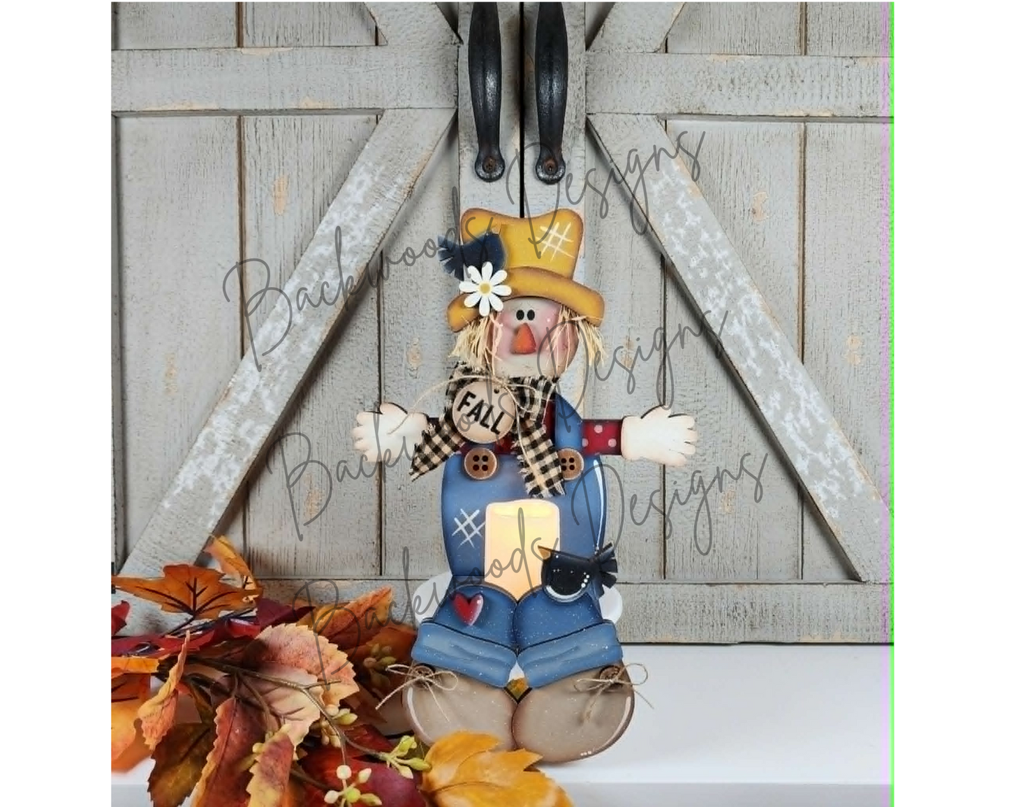 Fall Harvest Scarecrow DIY Votive Candle Holder Shelf Sitter