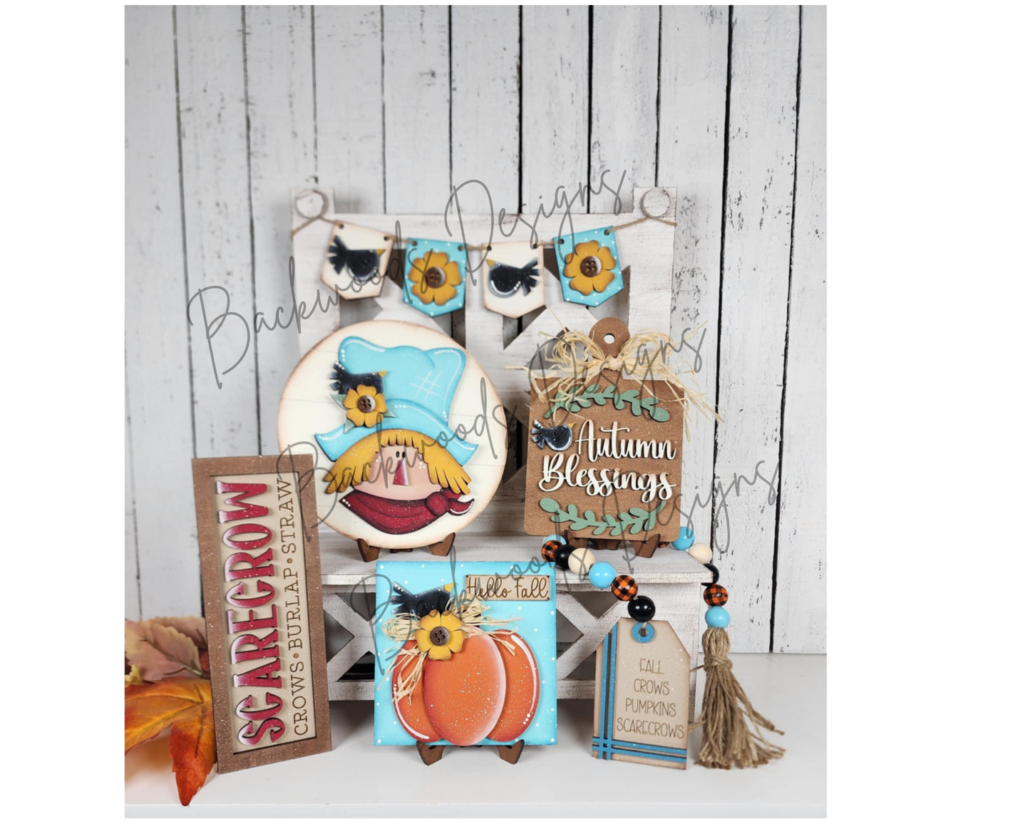 Fall Harvest Blessings Scarecrow DIY Tiered Tray Decor