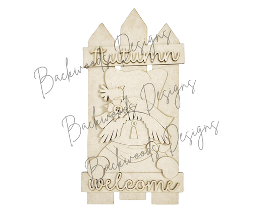 DIY Fall Harvest Blessings Scarecrow Fence Sign