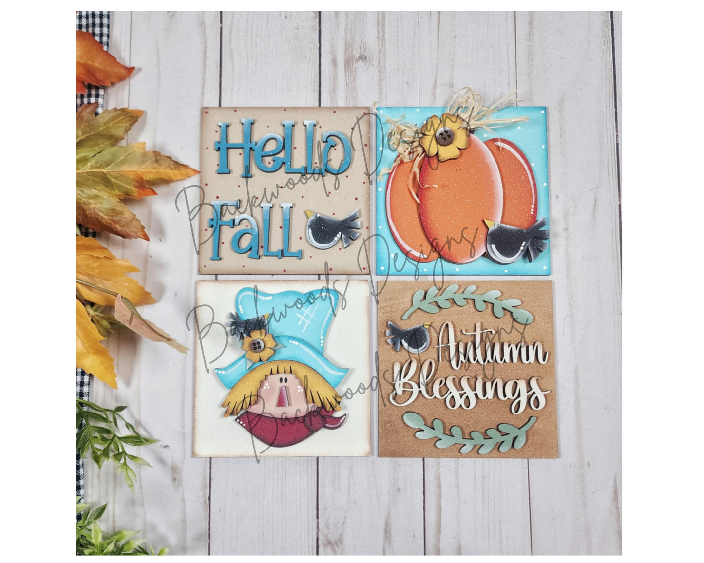 Fall Harvest Blessings Scarecrow Signs