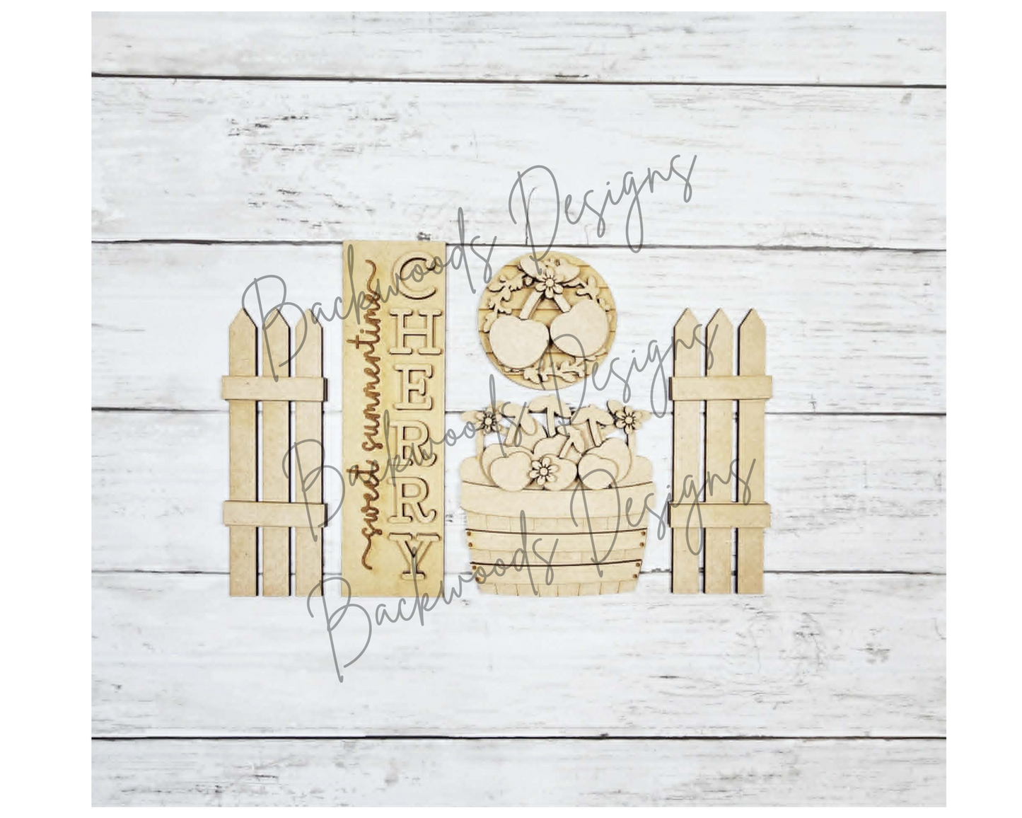 DIY Interchangeable Sweet Cherry Porch Door Insert Set