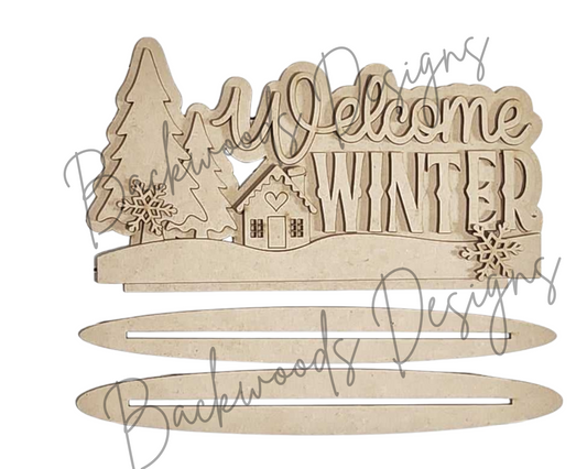 Winter Cabin DIY Word Block Shelf Sitter