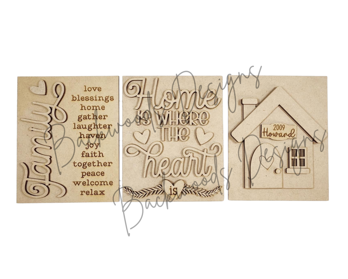 Family Home DIY Sign Trio