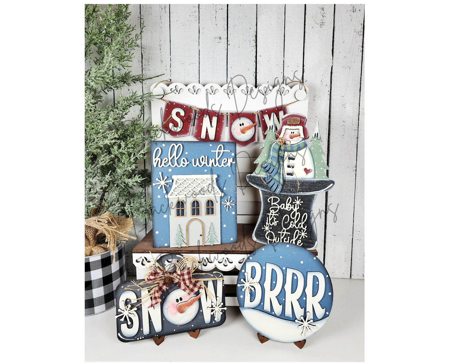 Winter Snowman DIY Tiered Tray Decor