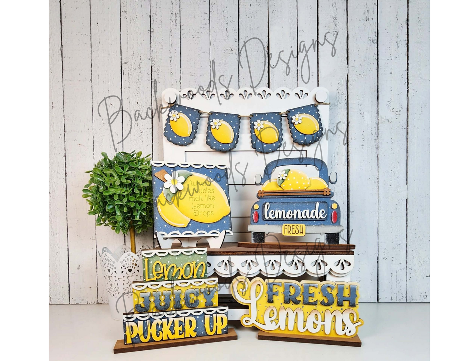 DIY Lemon Summer Tiered Tray Decor